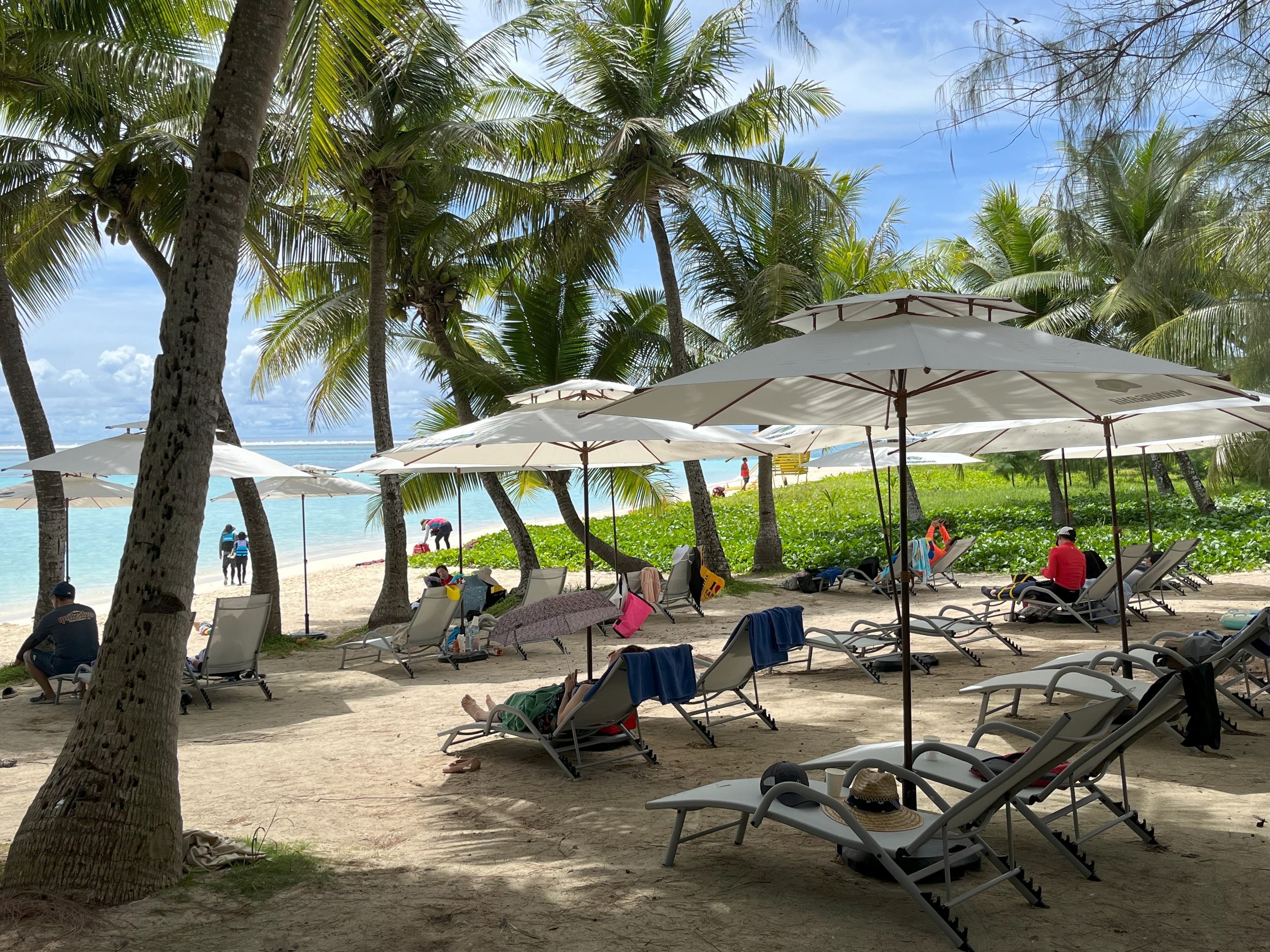 Beach chairs and umbrellas are among the amenities provided by Marianas Global Inc. on Managaha.