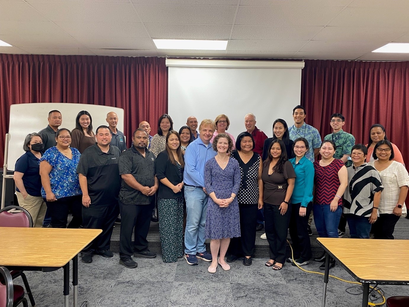 Pacific Entities participants from the CNMI, Guam, American Samoa and Hawaii with Ross Lemke, Privacy Technical Assistance Center TA and associate director of AEM, and Corey Chatis, state support team TA expert.