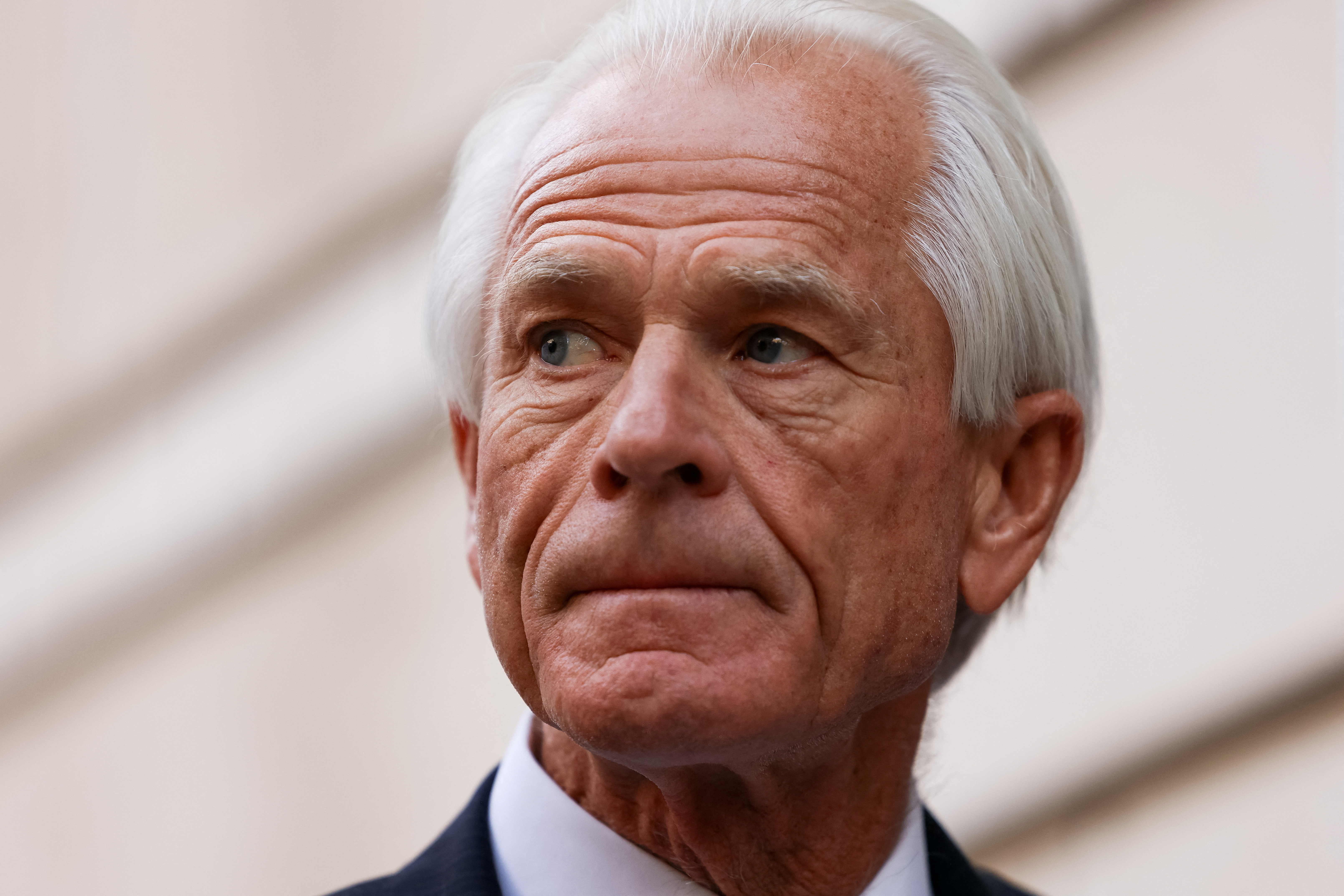 Peter Navarro, a White House economic adviser under former U.S. President Donald Trump, speaks to reporters outside the E. Barrett Prettyman Federal Courthouse in Washington, U.S., September 5, 2023. REUTERS/Julia Nikhinson