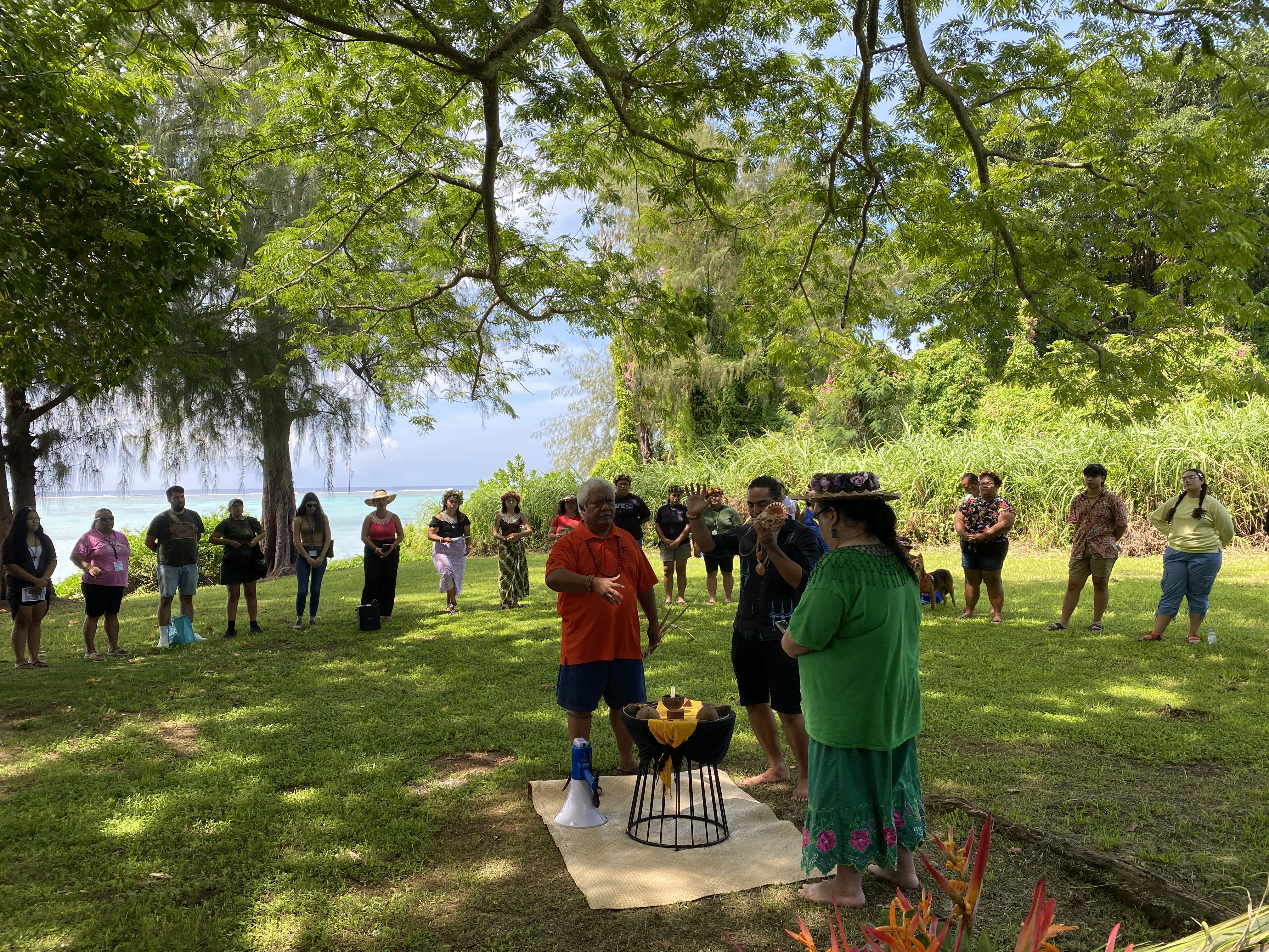 Donald Mendiola leads a prayer ceremony at Paupau beach, where island residents from Guam, Rota, Tinian, and Saipan took part in the second Åmut Walk.