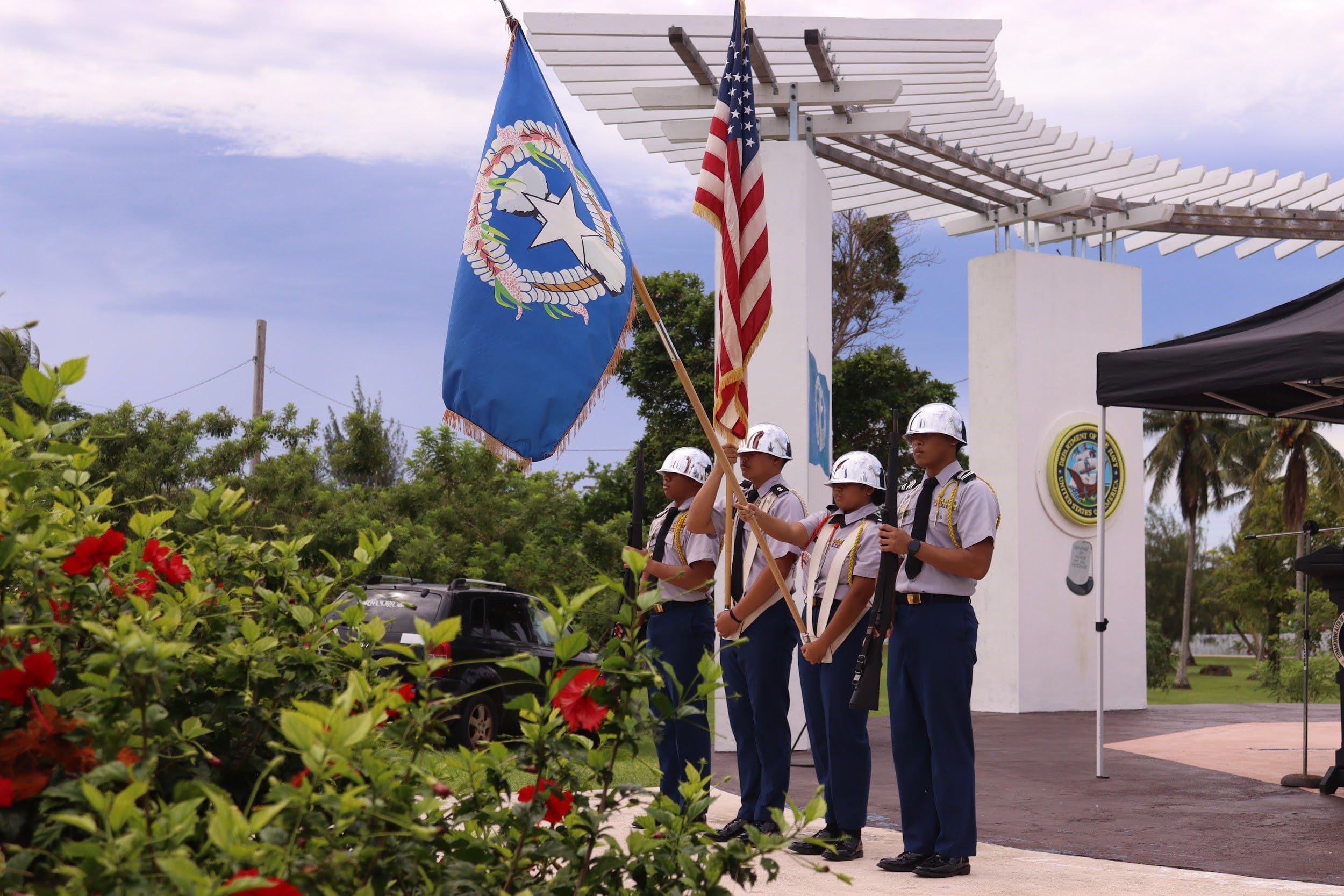 The JROTC Color Guard team of the Stallion Battalion.