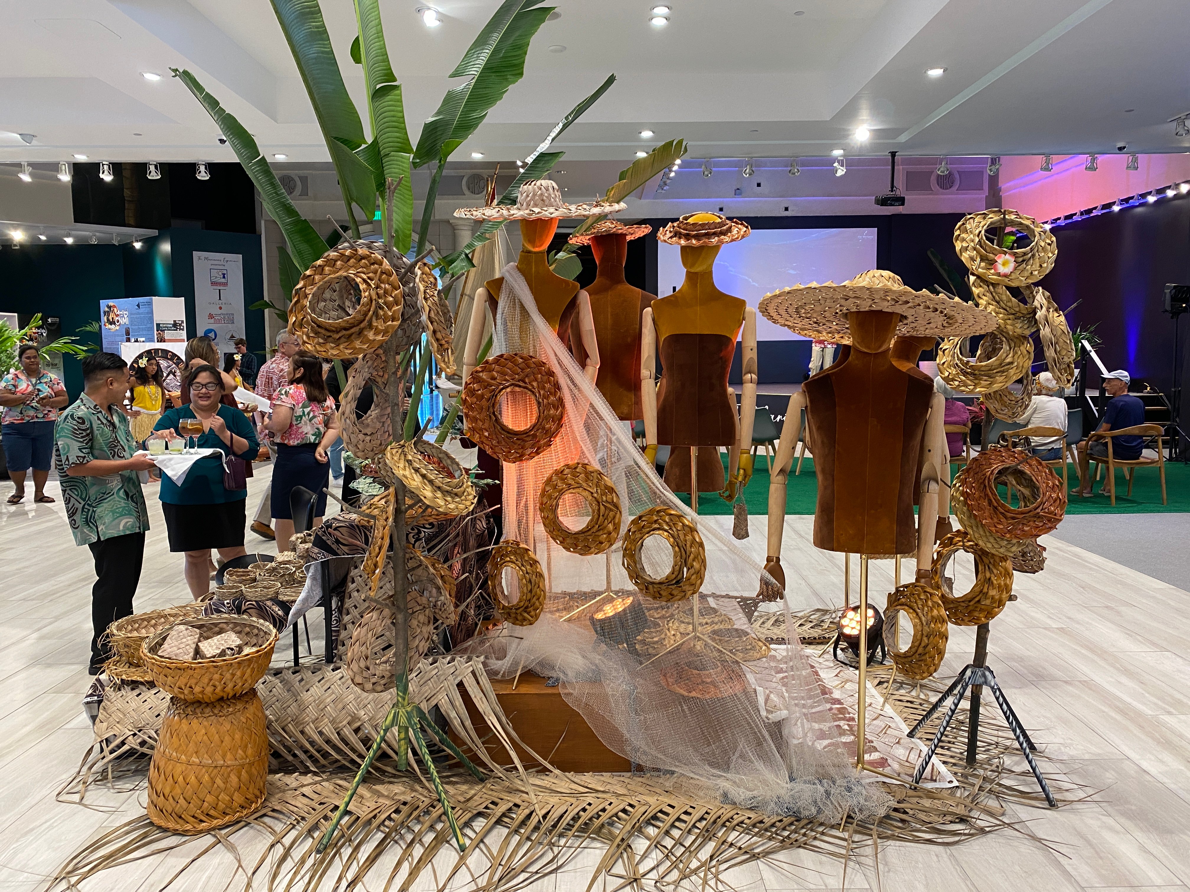 Woven items are displayed at the Marianas Experience.
