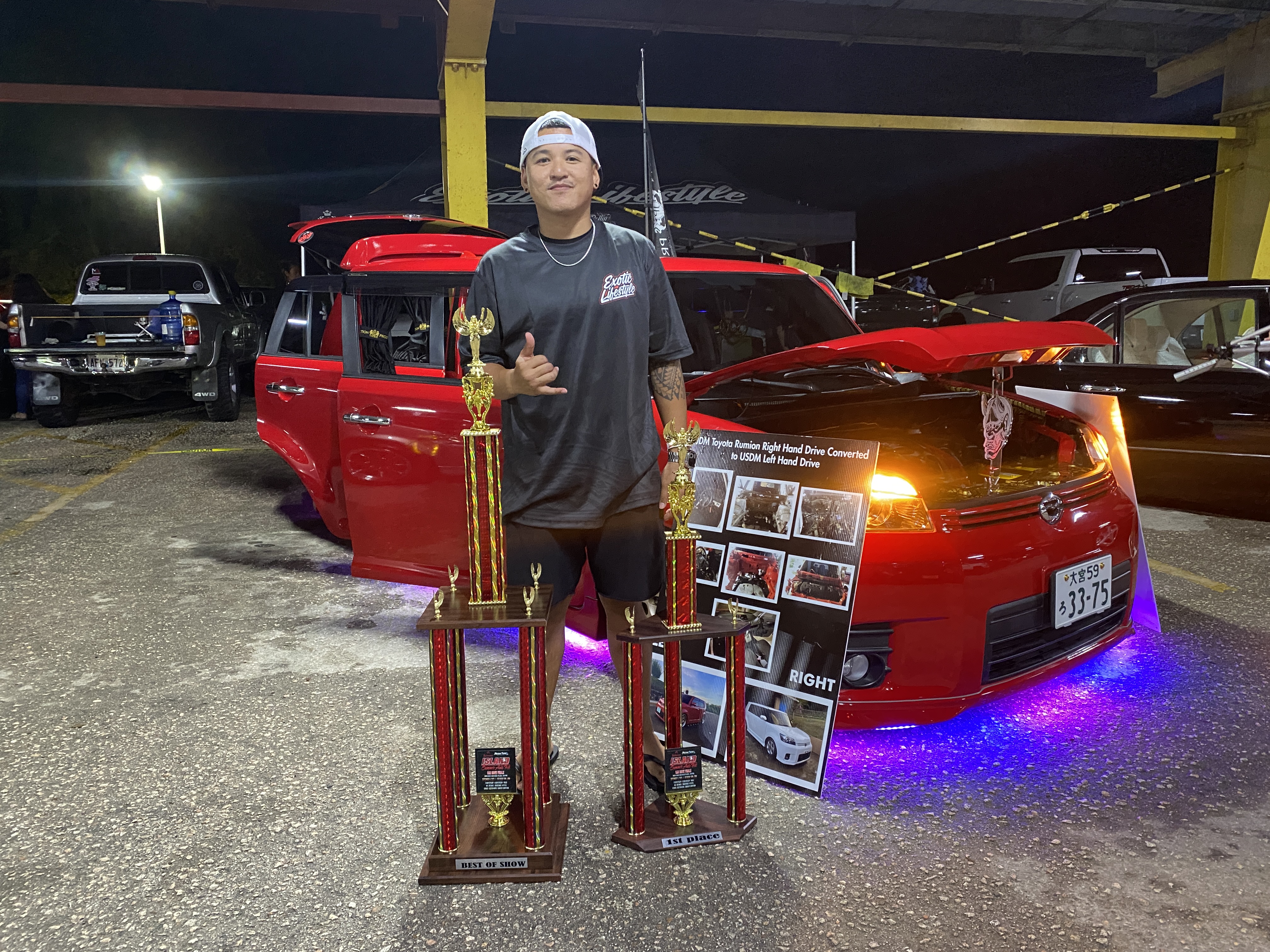 Russel Hocog stands by Team Exotic's award-winning 2007 Toyota Rumion.