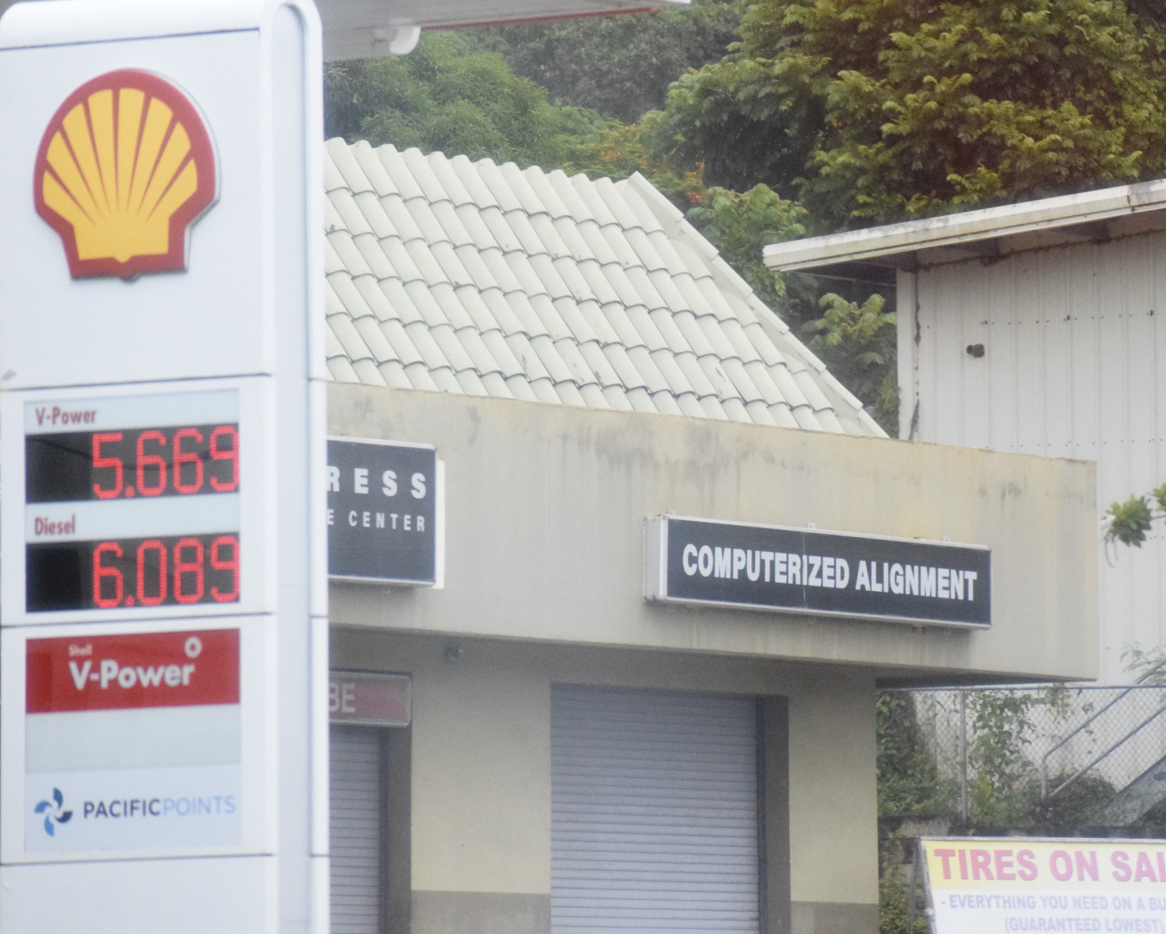 Shell Marianas on Middle Road in Gualo Rai displays its prices on Wednesday.