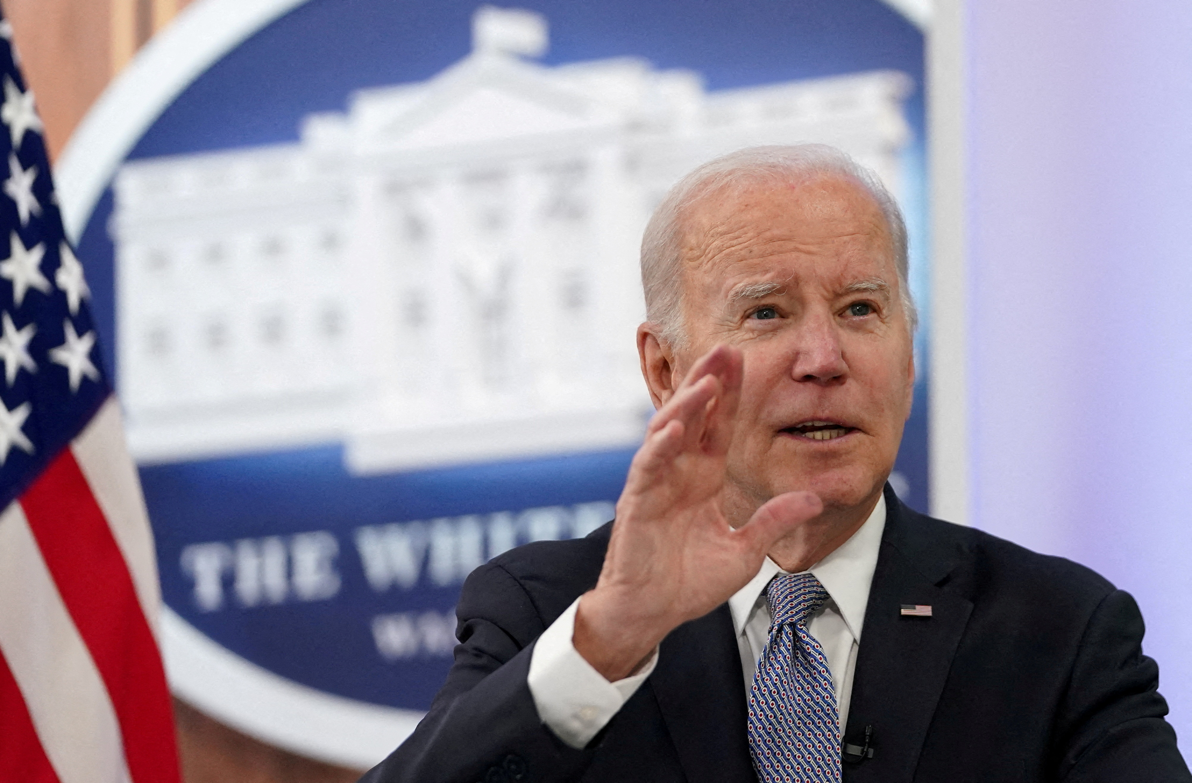 U.S. President Joe Biden convenes the fourth virtual leader-level meeting of the Major Economies Forum (MEF) on Energy and Climate at the White House in Washington, U.S., April 20, 2023. REUTERS/Kevin Lamarque/File Photo