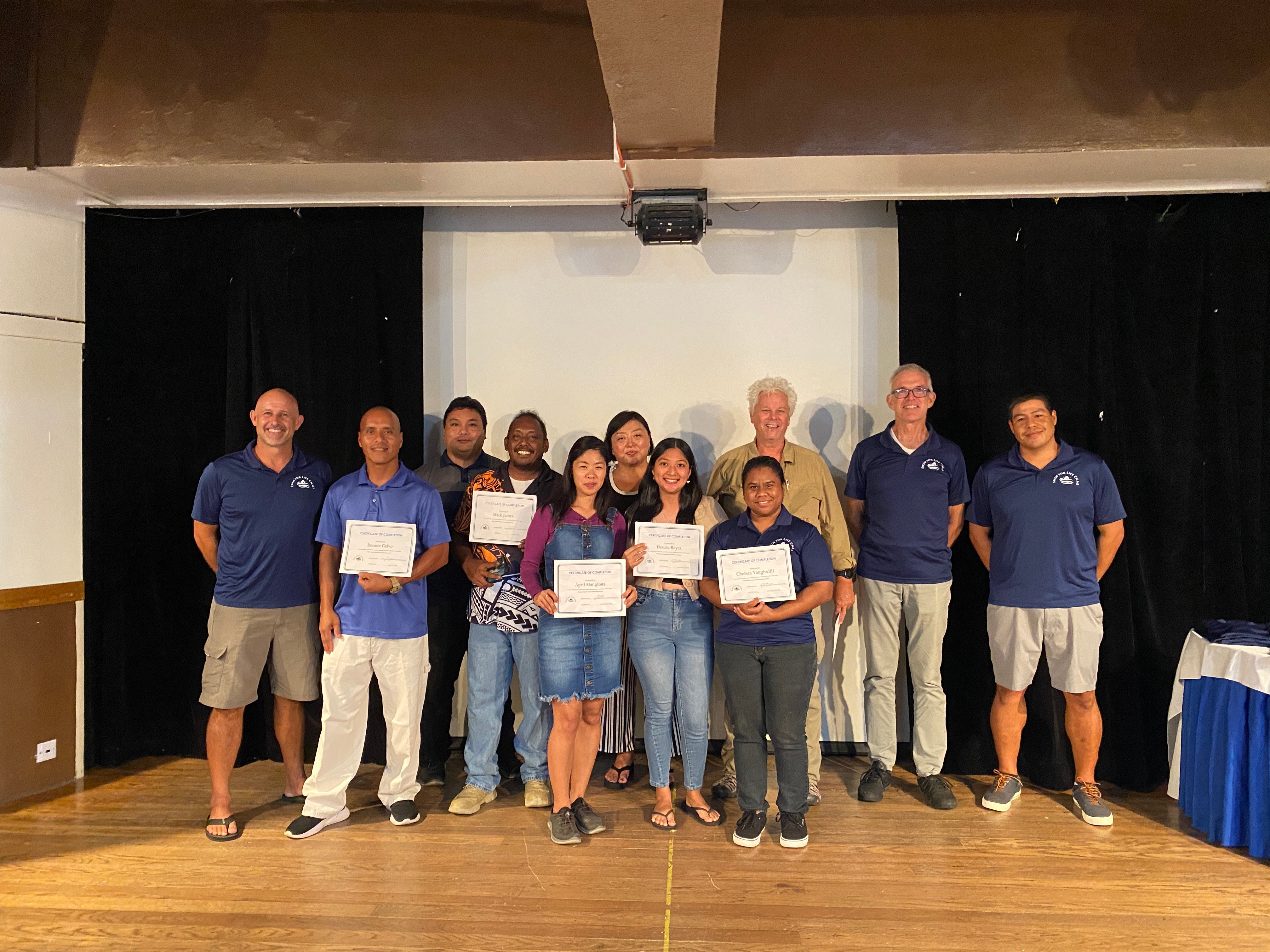 From Left Nicholas Gross, CNMI PSS Director of Athletic Program; Ronnie Calvo, Jonathan Manglona, Mack James, April Manglona, Kuen Hee Han, Desirie Reyes, Chelsea Yangirelfil, Roy Adsit, Val Welch, and Jeremiah Benevente.