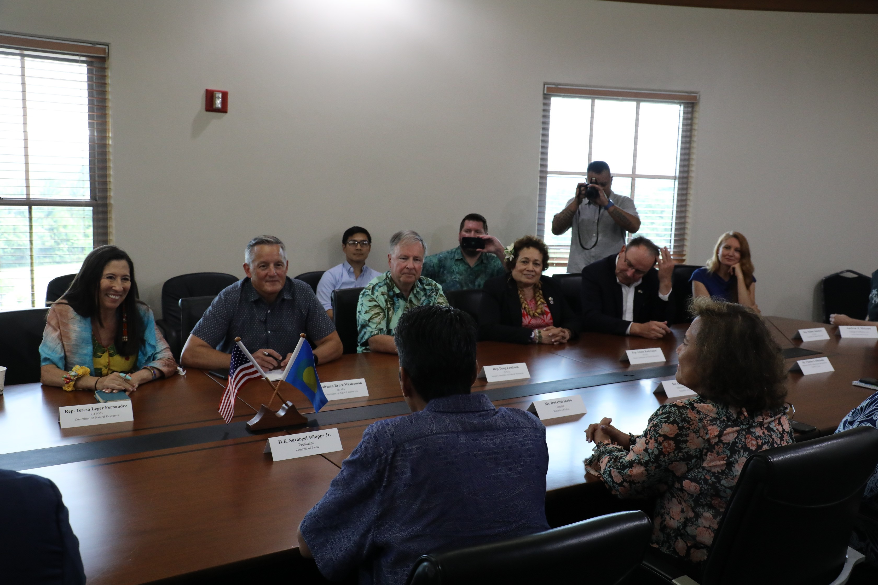 U.S. congressional delegation members meet with Palau President Surangel Whipps and his cabinet officials.