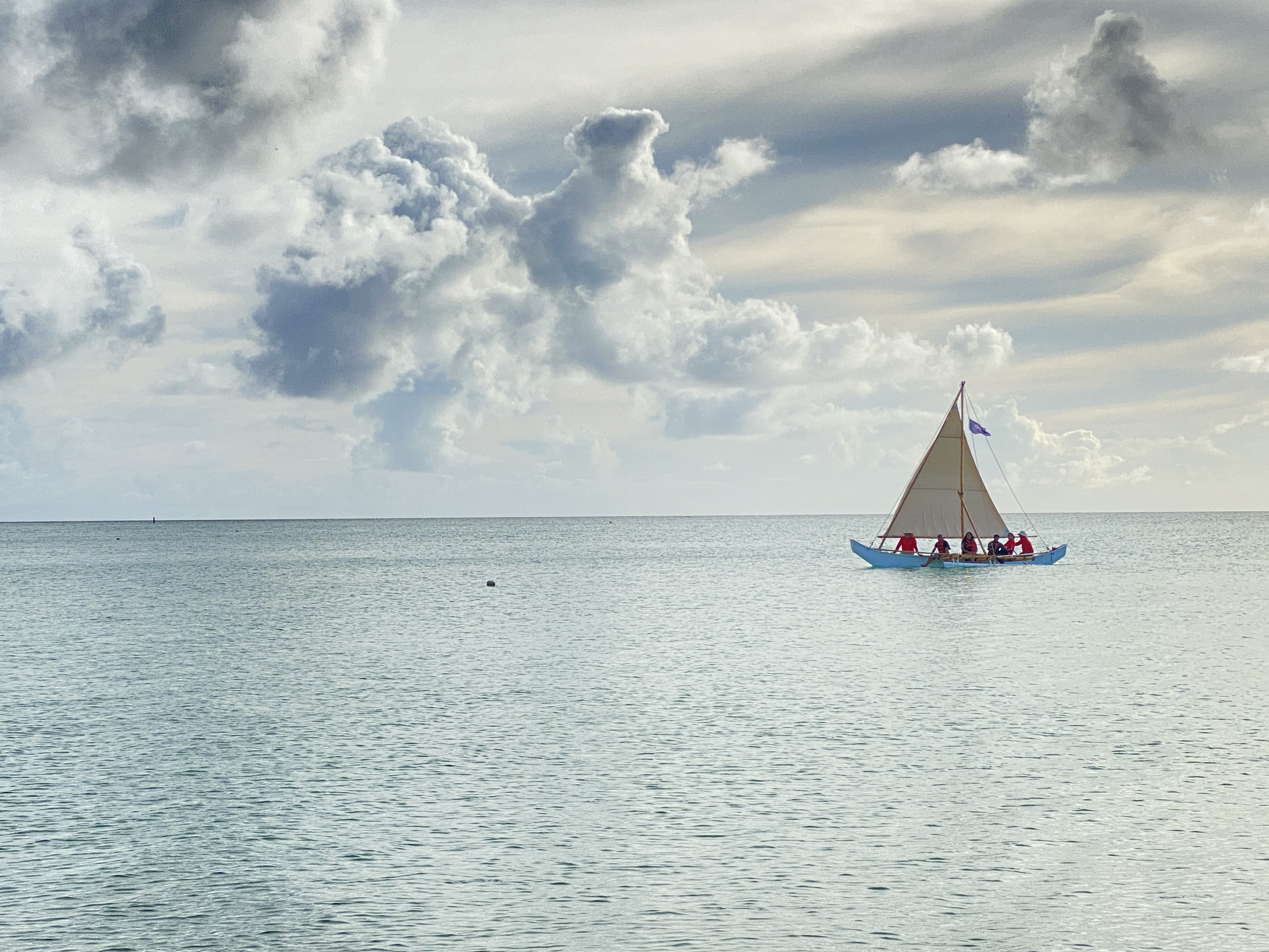 Traditional canoe Anåguan sailing south on the Saipan Lagoon on Thursday, Sept. 21, in front of the Hyatt Regency Saipan.