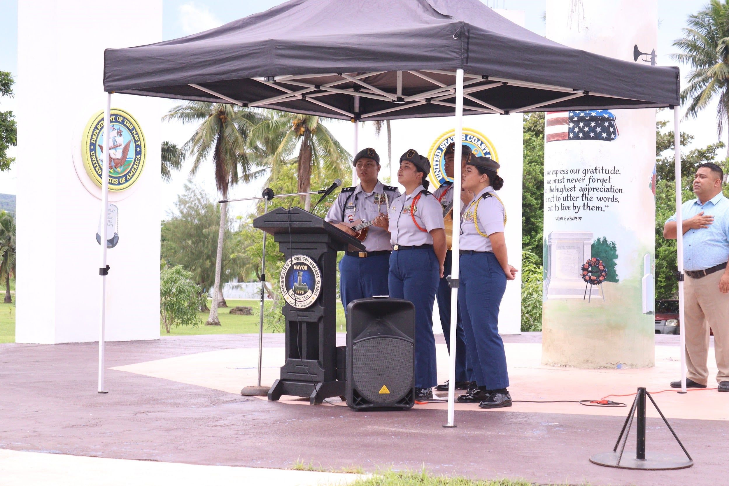 JROTC cadets sing the CNMI Anthem.