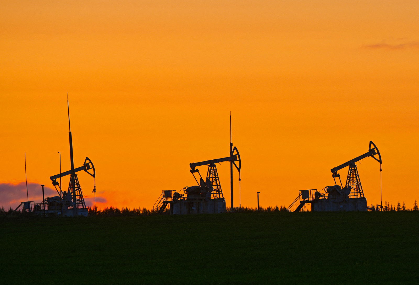 A view shows oil pump jacks outside Almetyevsk in the Republic of Tatarstan, Russia, June 4, 2023.