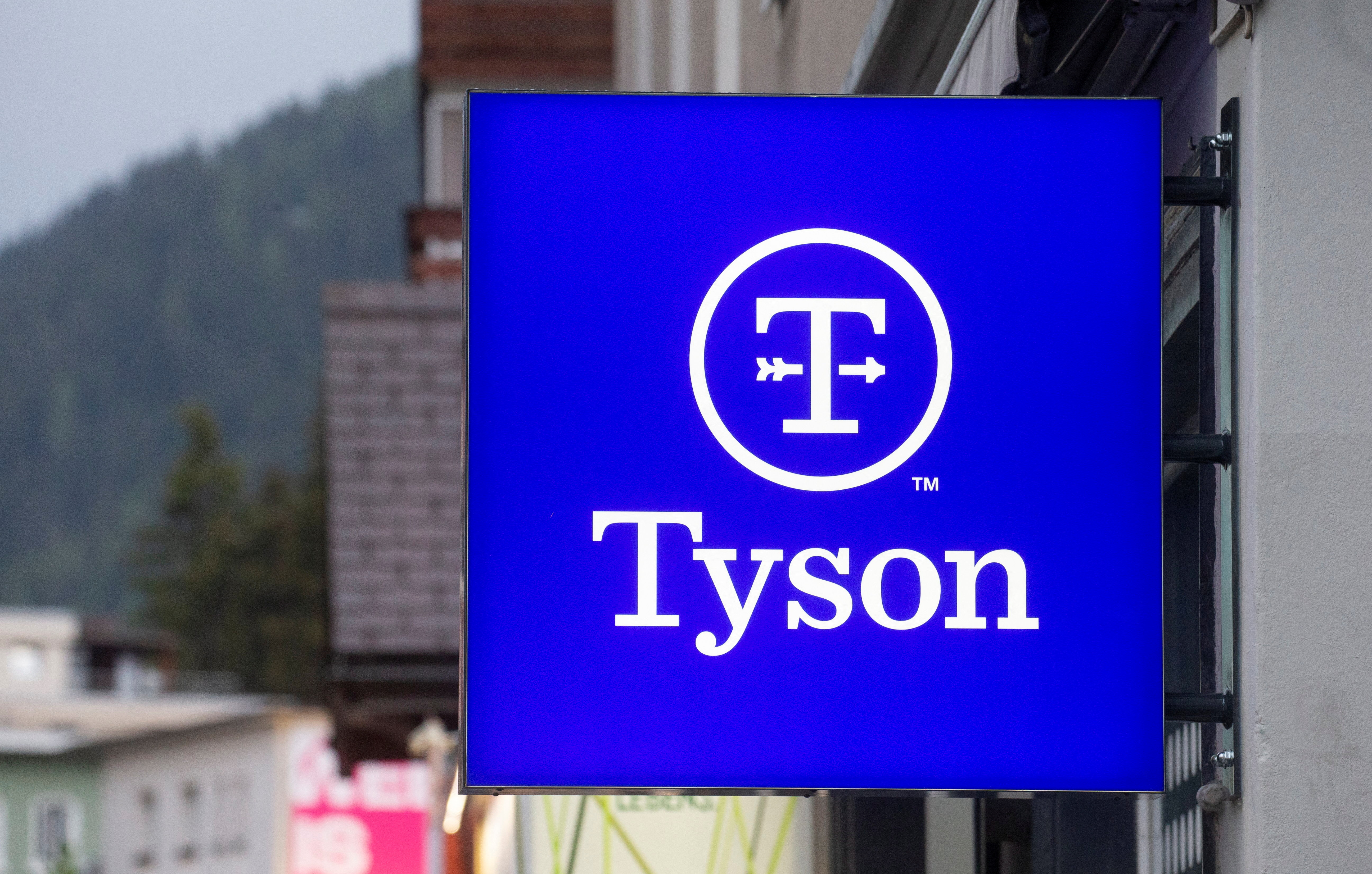 The logo of Tyson Foods is seen in Davos, Switzerland, May 22, 2022. Picture taken May 22, 2022. 