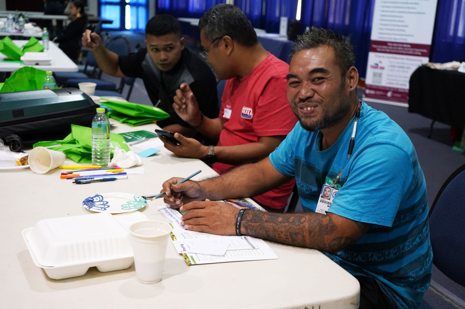 Bryan Wichep, agriculture agent for the College of Micronesia-FSM, takes notes during the Farmer Focus Conference on July 28, 2023, on the COM-FSM campus in Pohnpei.