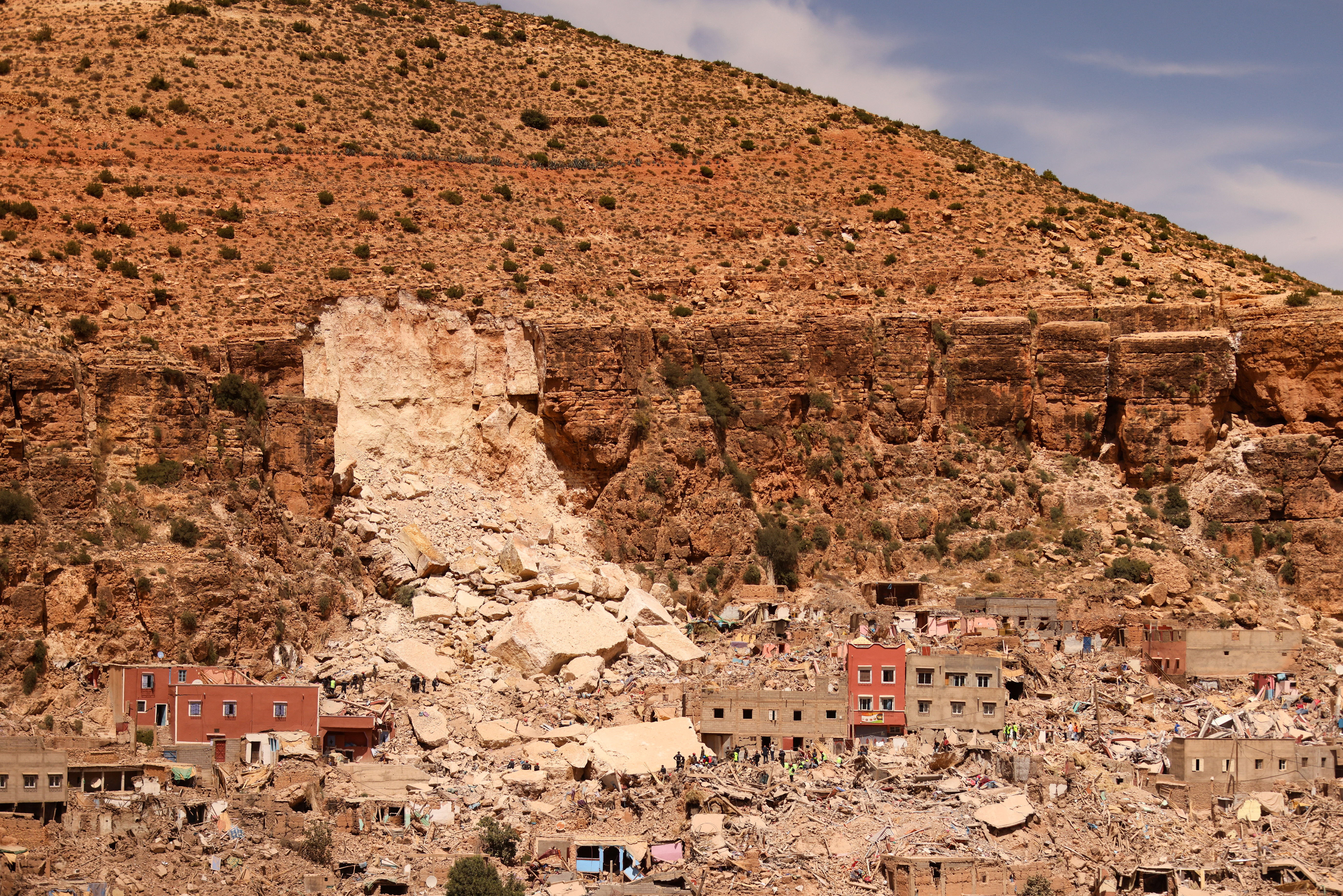 A general view shows Imi N'Tala village which was devastated by a deadly earthquake, in Morocco, September 14, 2023. 