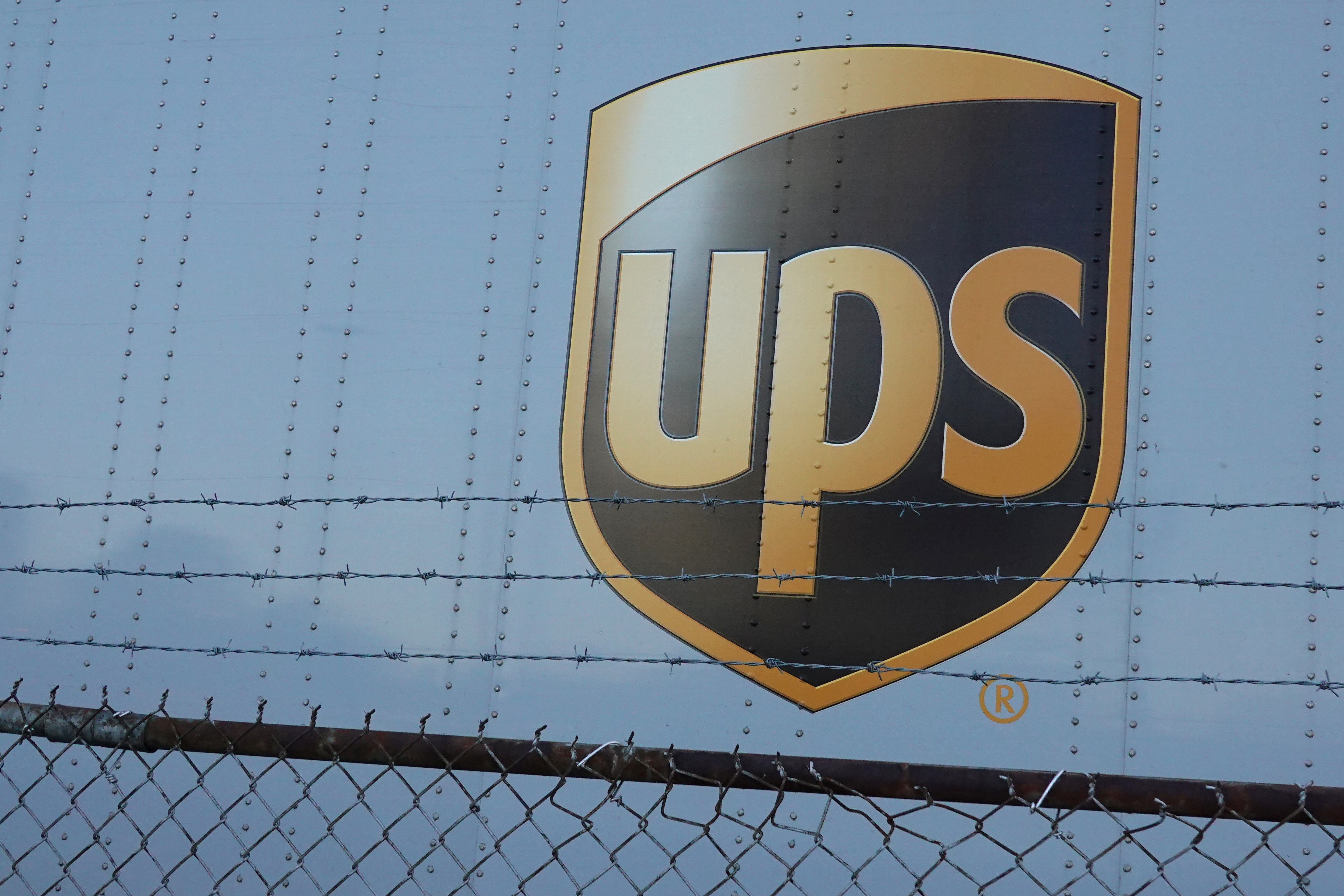 Signage is seen on a United Parcel Service (UPS) vehicle at a facility in Brooklyn, New York City, U.S., May 9, 2022. 