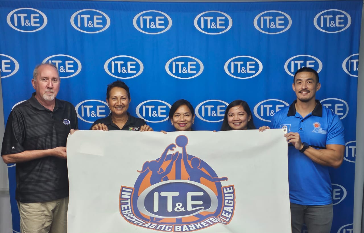 IT&E has pledged $10,000 in support of the Public School System’s interscholastic basketball league for the 2023-2024 school year. Pictured from left are Rob Harrell, IT&E  executive director – customer operations, marketing, network operations center; Annie La Fleur, FIBA sport development manager, Oceania Region; Velma Palacios, IT&E  executive director – CNMI; Marlene Lumbai, business account manager at IT&E and board director of the Northern Mariana Islands Basketball Federation; and James Lee, president of the Northern Mariana Islands Basketball Federation.
