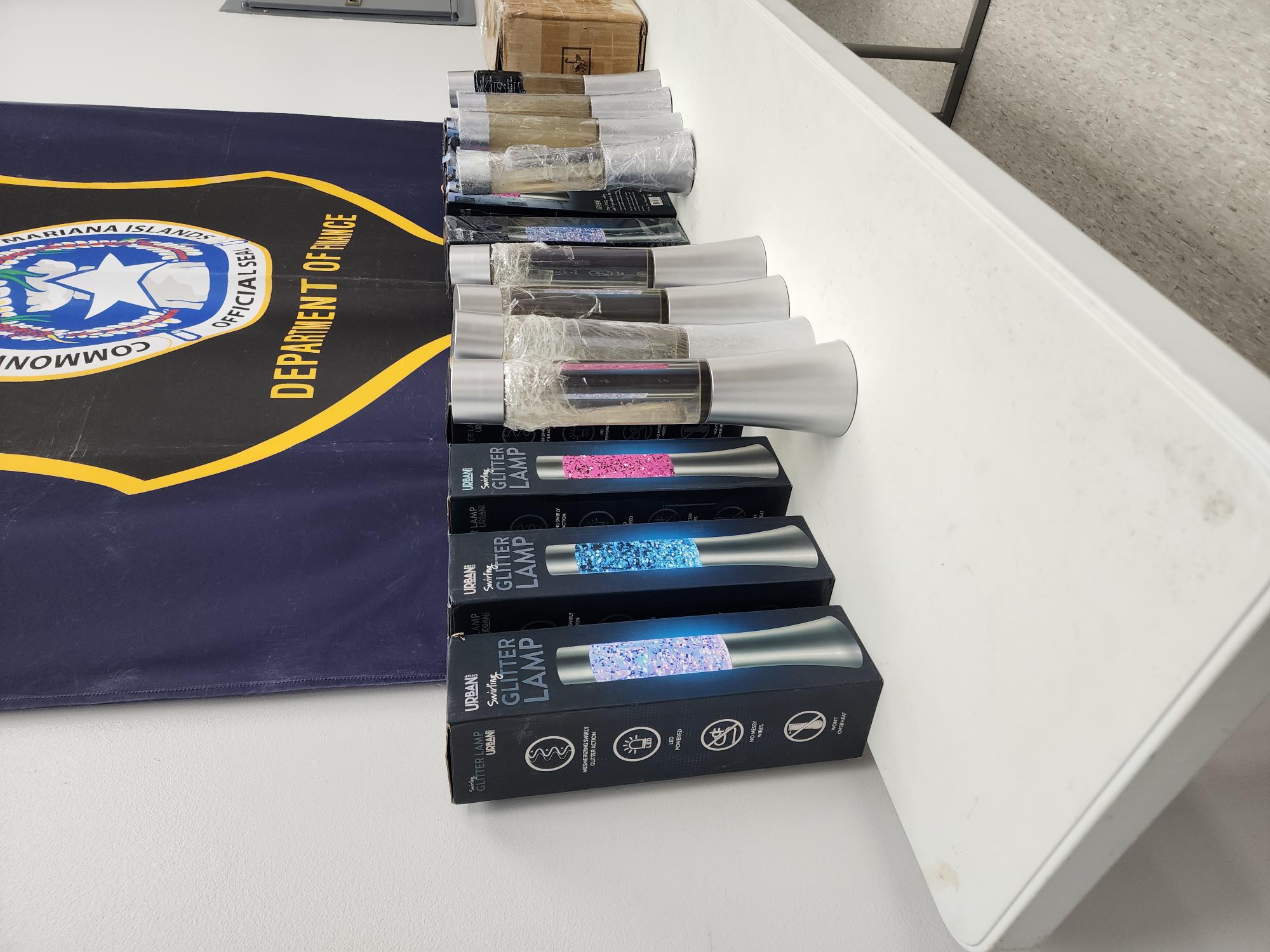 These decorative lamps, which contained liquid methamphetamine, were seized by Customs at the U.S. Post Office in Chalan Kanoa on Sept. 23, 2023.