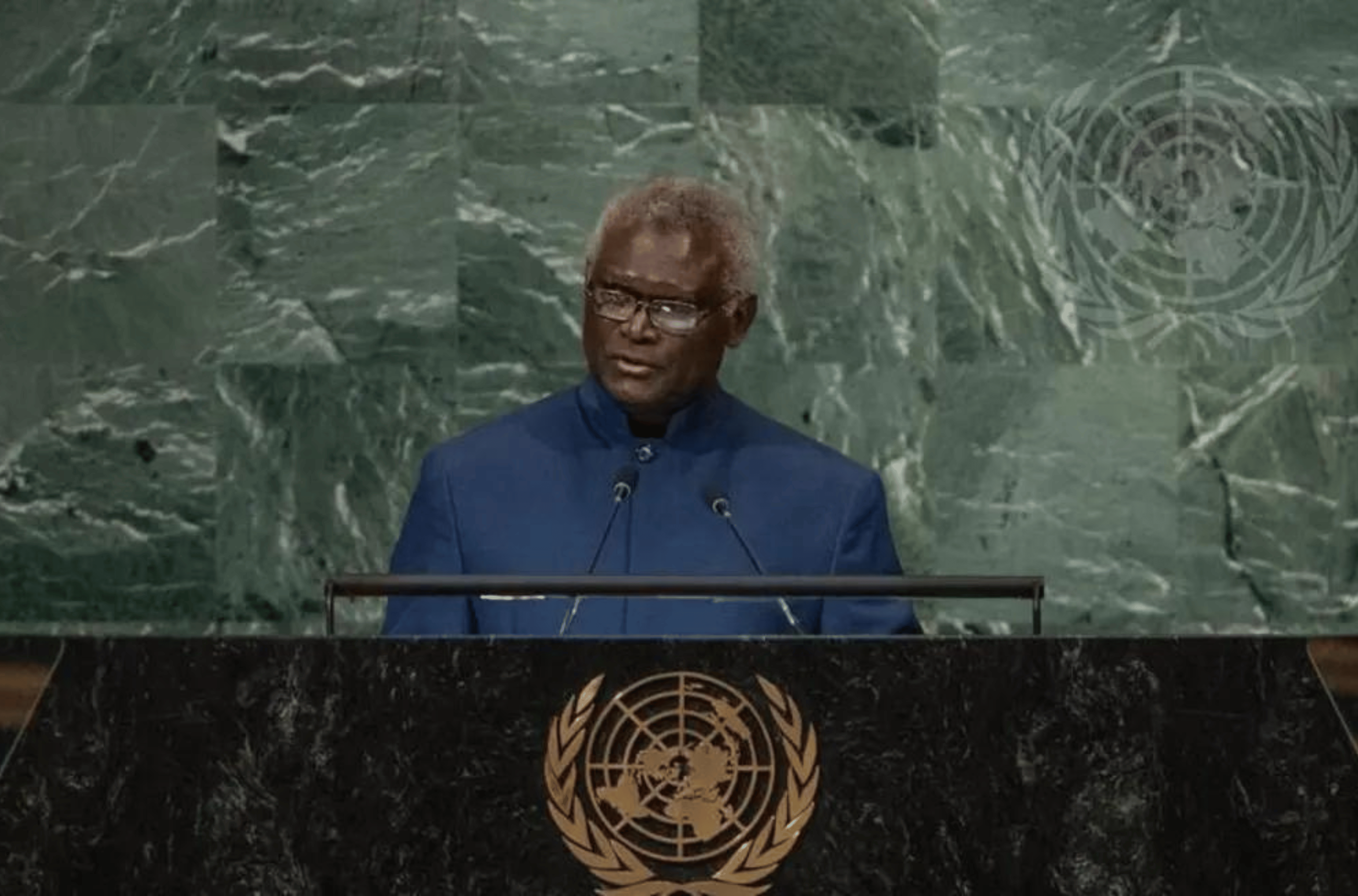 Manasseh Sogavare, Prime Minister of Solomon Islands, addresses the general debate of the General Assembly’s seventy-seventh session.