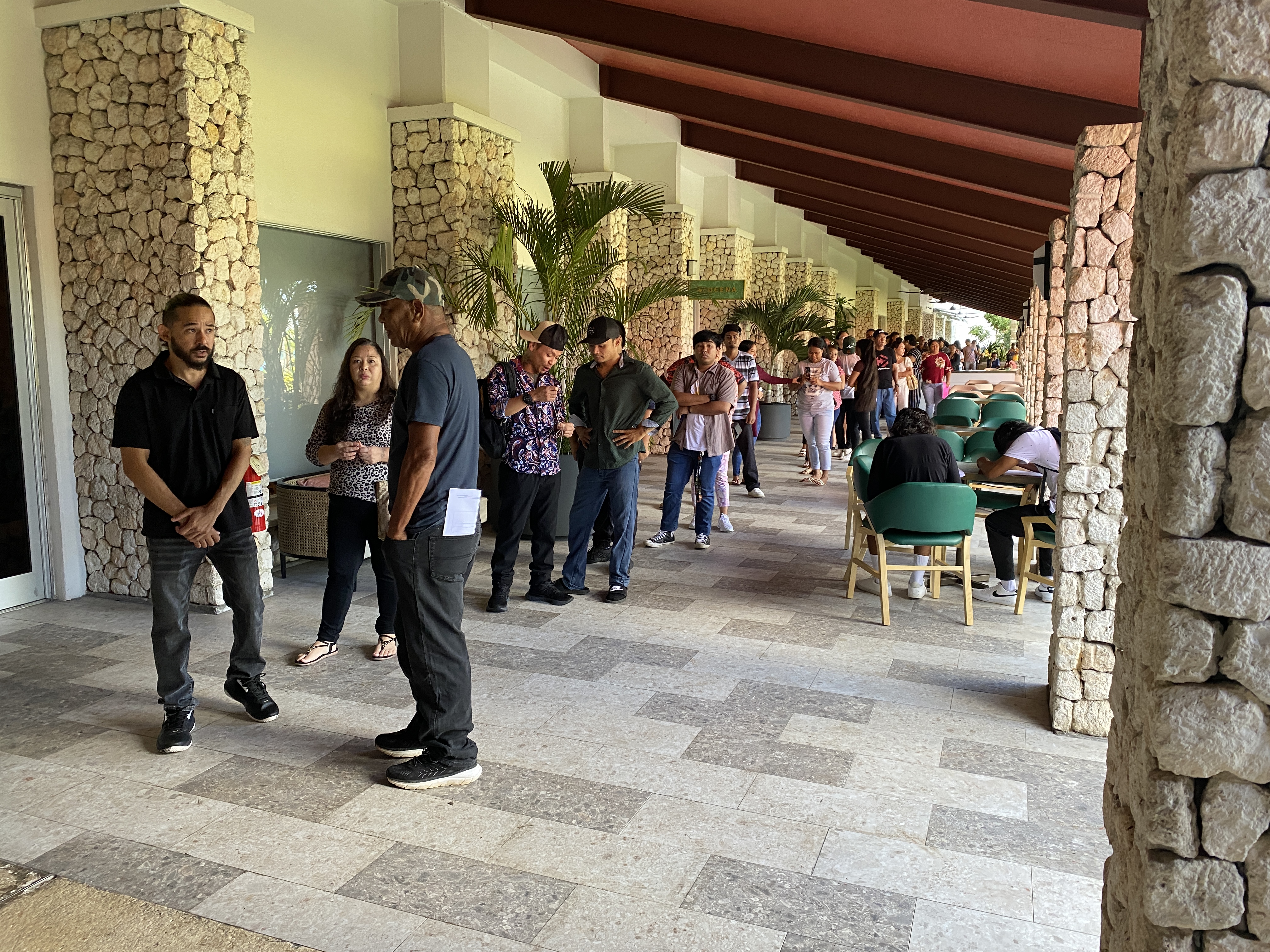 The line outside the Hibiscus Hall as doors opened at 9 a.m.