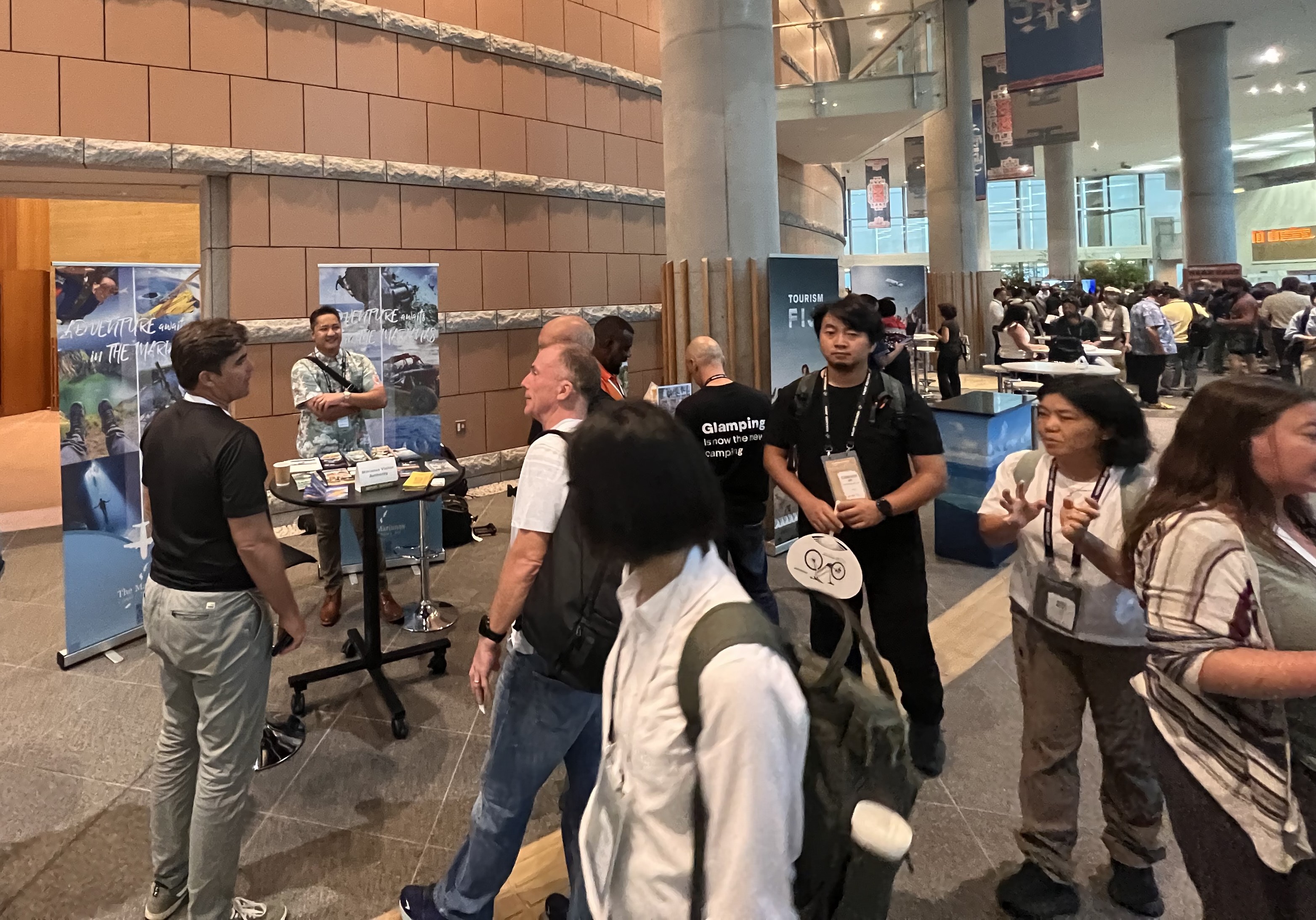 Marianas Visitors Authority Board Secretary Christopher Nelson, left, and MVA Managing Director Christopher A. Concepcion, second left, meet with adventure travel buyers at Adventure Travel World Summit in Hokkaido, Japan, on Sept. 11-14, 2023.