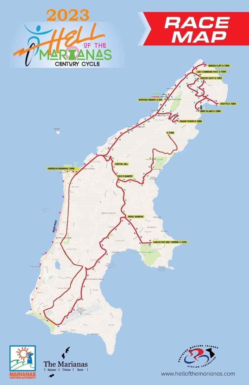 The Hell of the Marianas century cycle will feature 4,900 feet of ascents on Dec. 2, 2023 on Saipan.