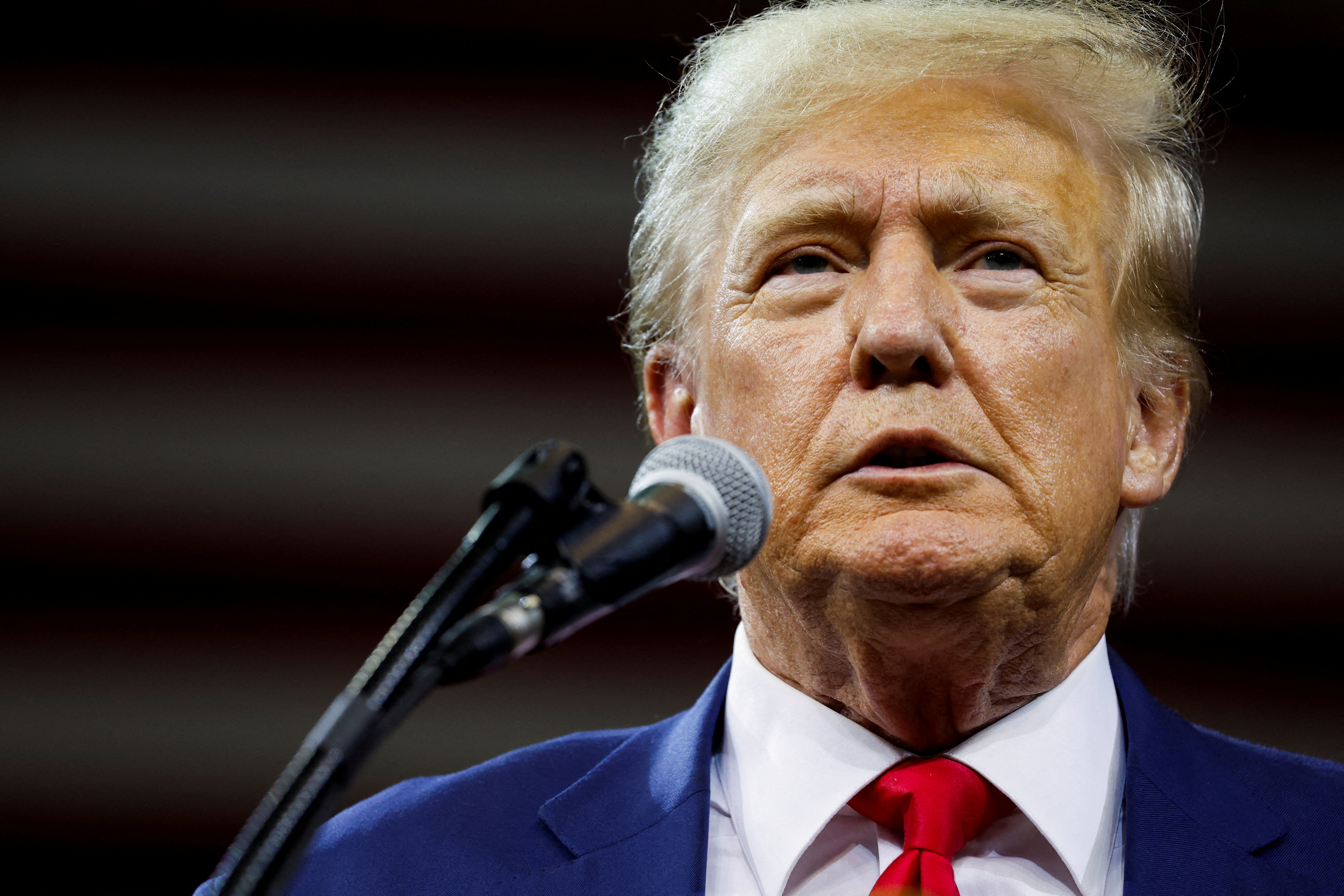 Former U.S. President and Republican presidential candidate Donald Trump speaks at a South Dakota Republican party rally in Rapid City, South Dakota, U.S. September 8, 2023. 