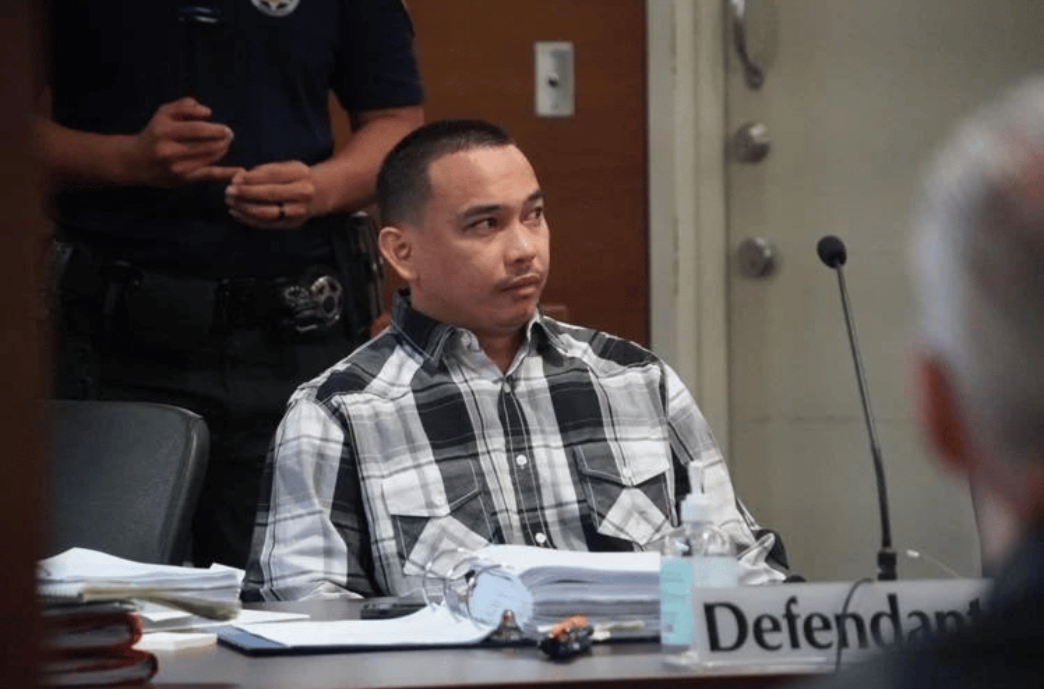Nathan Jon Ojeda listens to testimony in the Superior Court of Guam Friday, Sept. 15, 2023, for his trial where he stands accused of shooting and killing Anthony Mendiola in Hågat on Jan. 4 this year. 