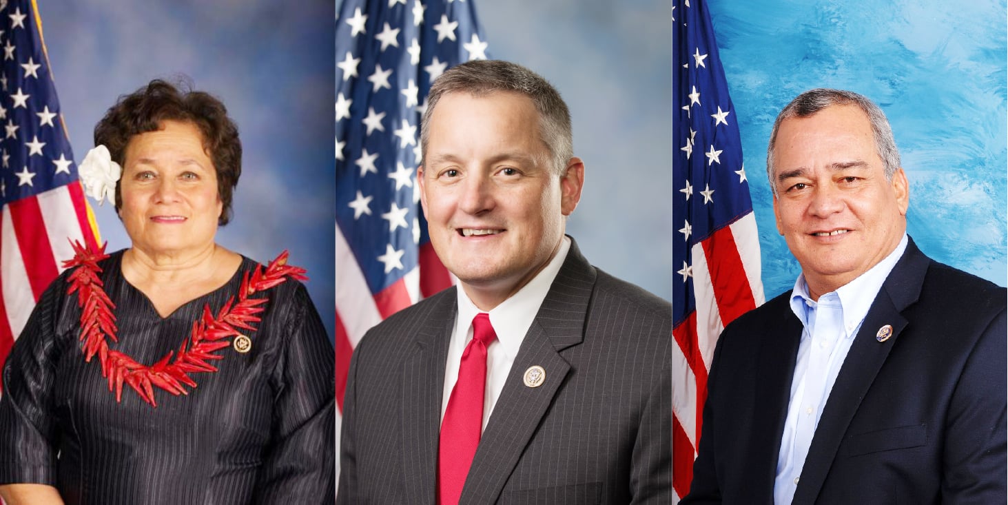 From left, Indo-Pacific Task Force Chair Amata Radewagen, R-American Samoa; House Committee on Natural Resources Chairman Bruce Westerman, R-Ark; and Into-Pacific Task Force Co-Chair Gregorio Kilili Camacho Sablan, D-CNMI. 