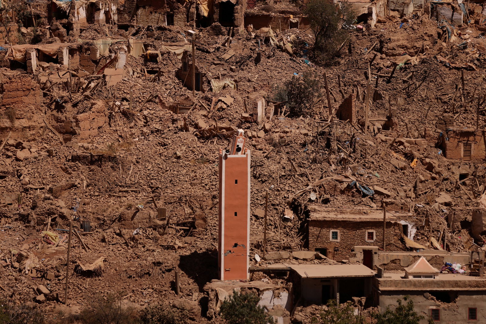 A general view of damages in the aftermath of a deadly earthquake, in Adassil, Morocco, September 11, 2023. 