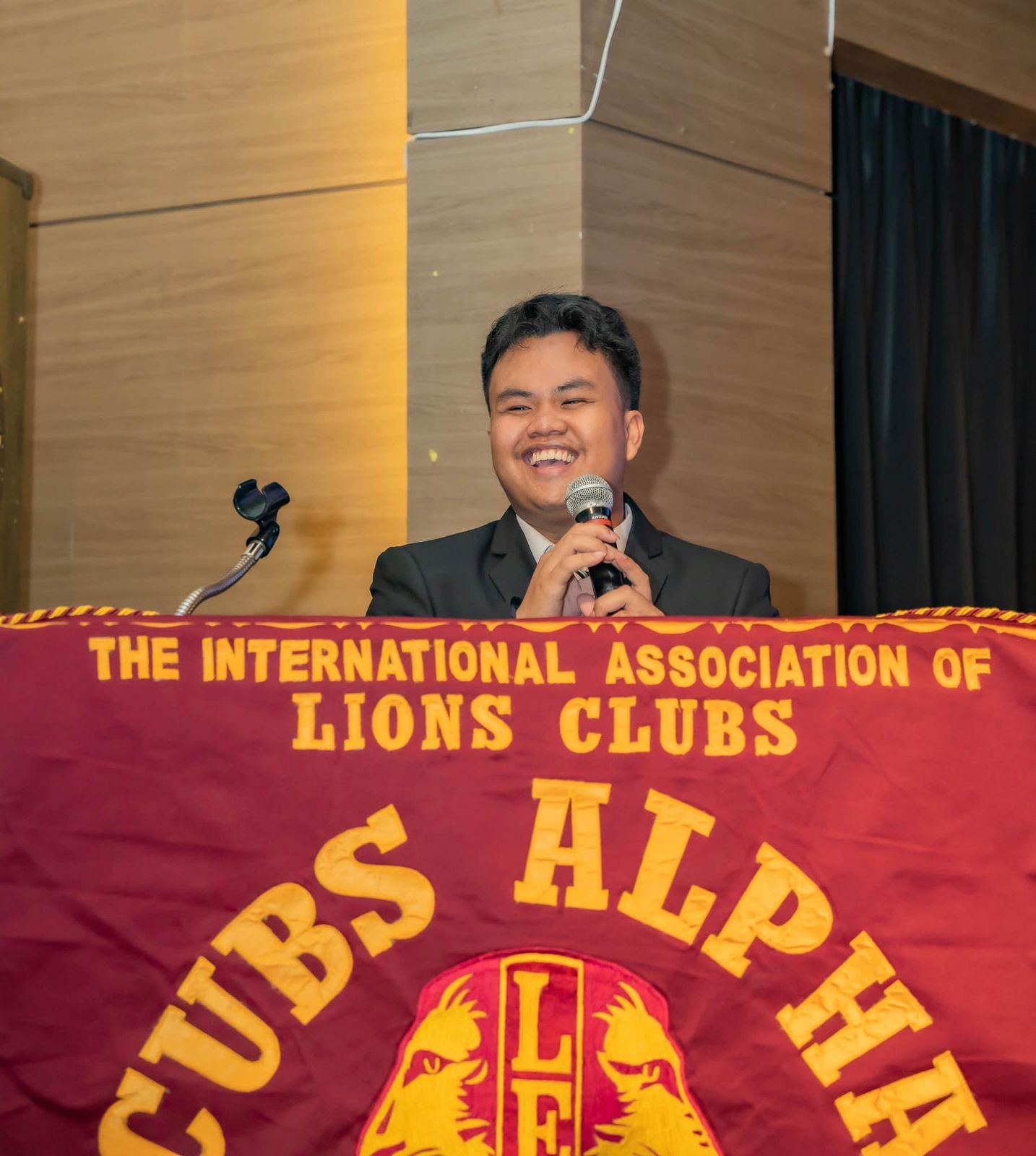 Saipan Cubs Alpha Leo Club President Arnel Josh V. Coloma delivers his acceptance speech.