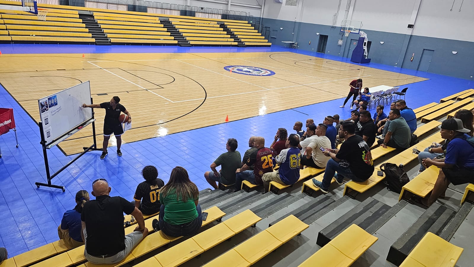 Annie La Fleur conducts a coaches workshop for Public School System teachers as part of their Professional Development Day Tuesday at the Ada gym.