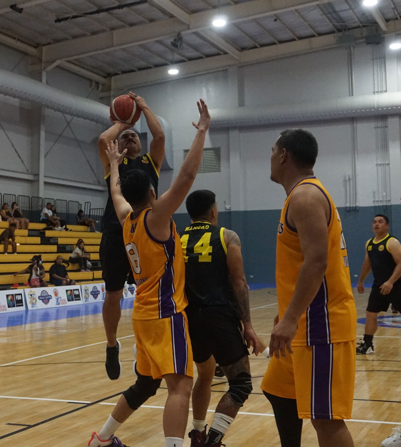 CPA's Frank Robert pulls up for the contested jumper during a 2023 R&J Wine and Liquor Inter-Government/Business League game on Saturday at the Ada gym.