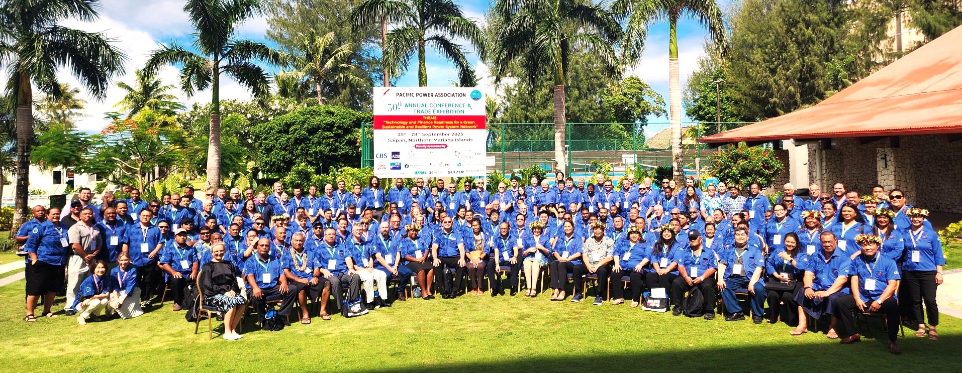 The participants of the 30th Pacific Power Association Annual Conference and Trade Exhibition pose for a photo at the Crown Plaza Resort..