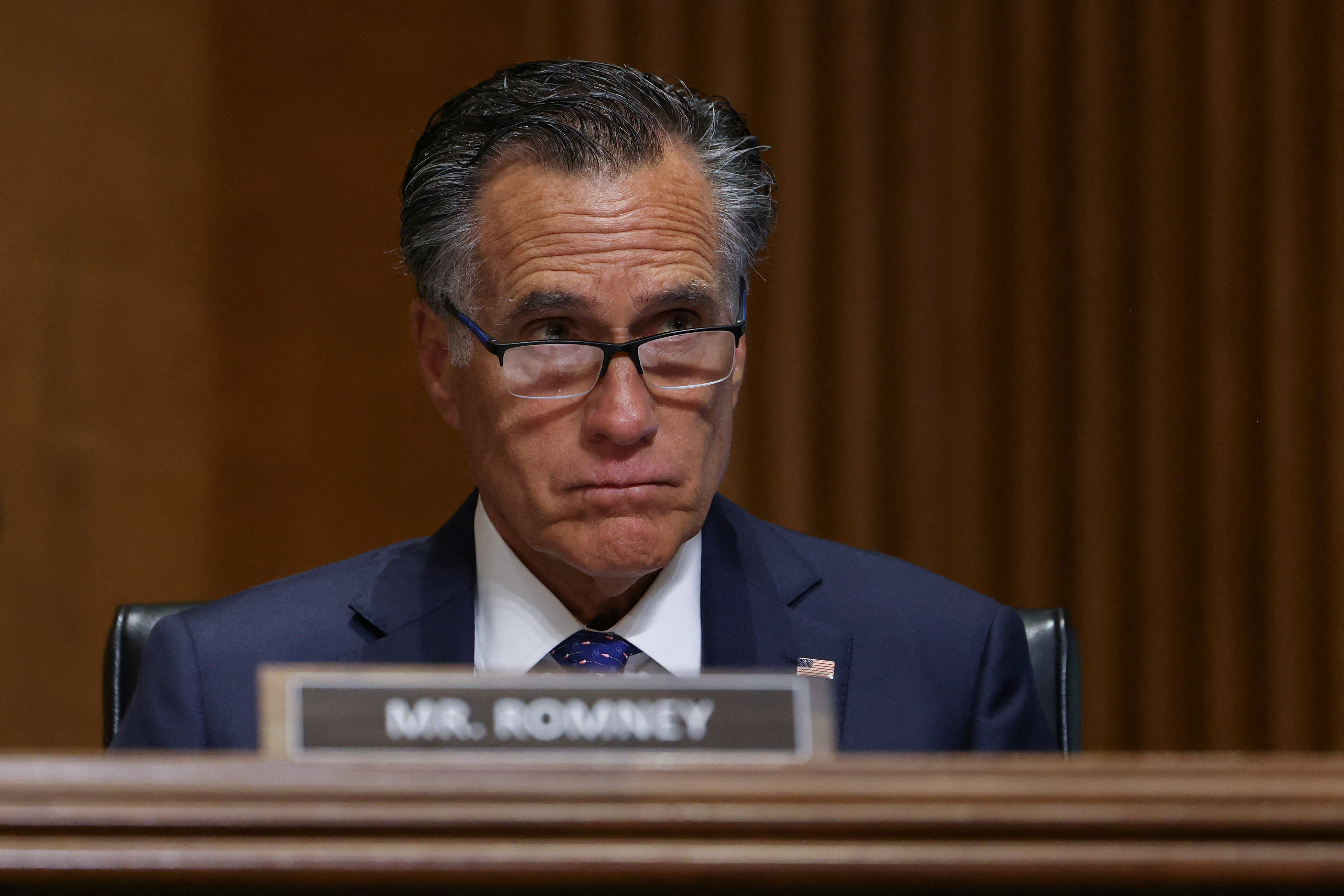 U.S. Senator Mitt Romney (R-UT) attends a Senate Foreign Relations Committee hearing on "Accountability for Russian Atrocities in Ukraine," on Capitol Hill in Washington, U.S., May 31, 2023. REUTERS/Julia Nikhinson/File Photo