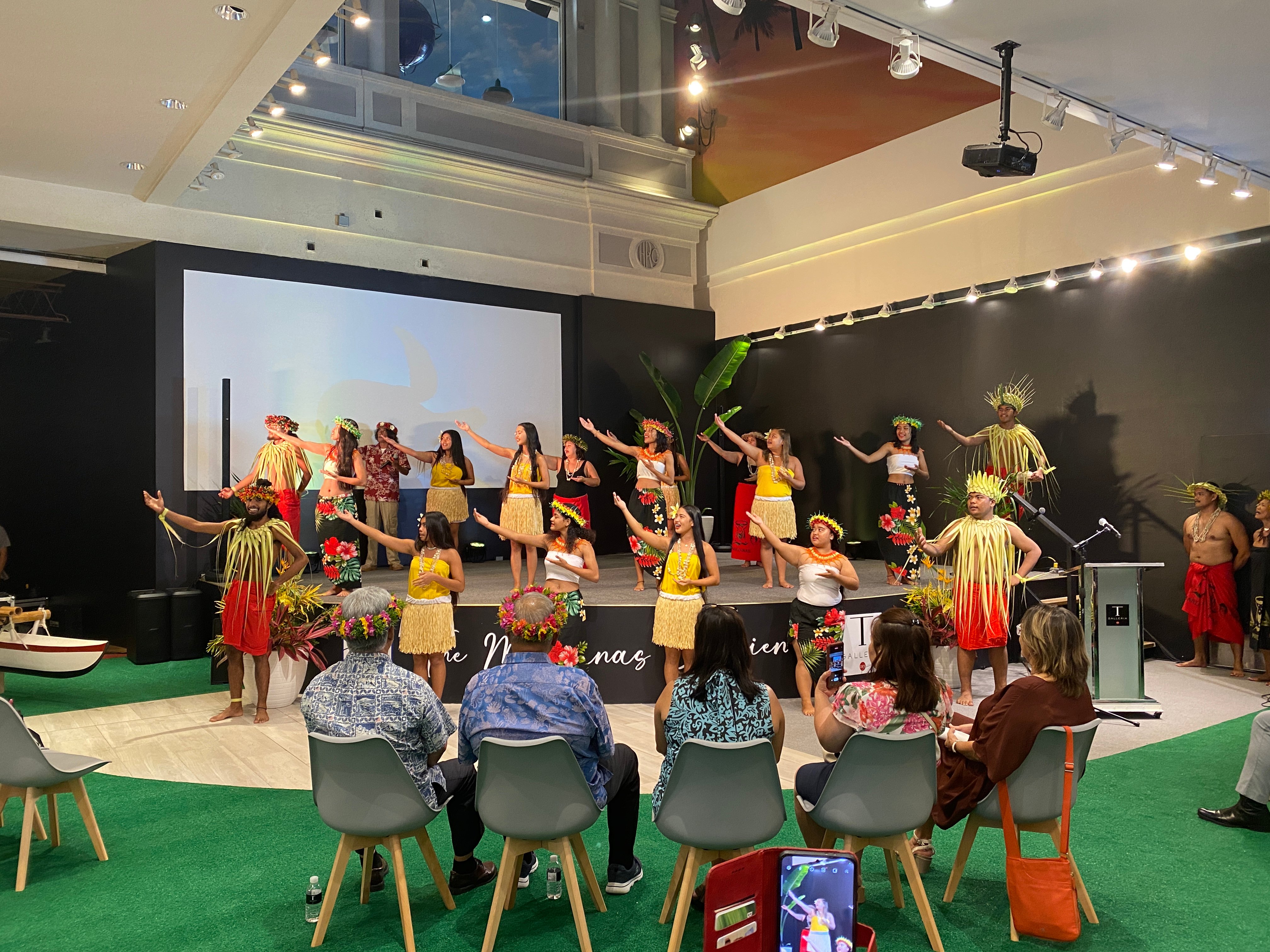 Cultural dancers perform at the opening of the Marianas Experience.