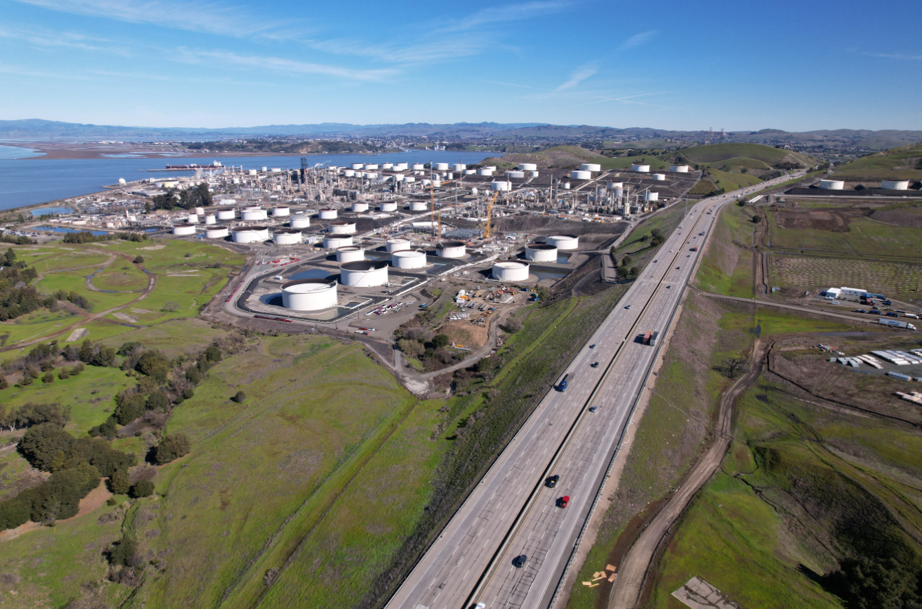A general view of the Phillips 66 refinery, as seen from Rodeo, California, the oldest oil refining town in the American West, March 2, 2023.