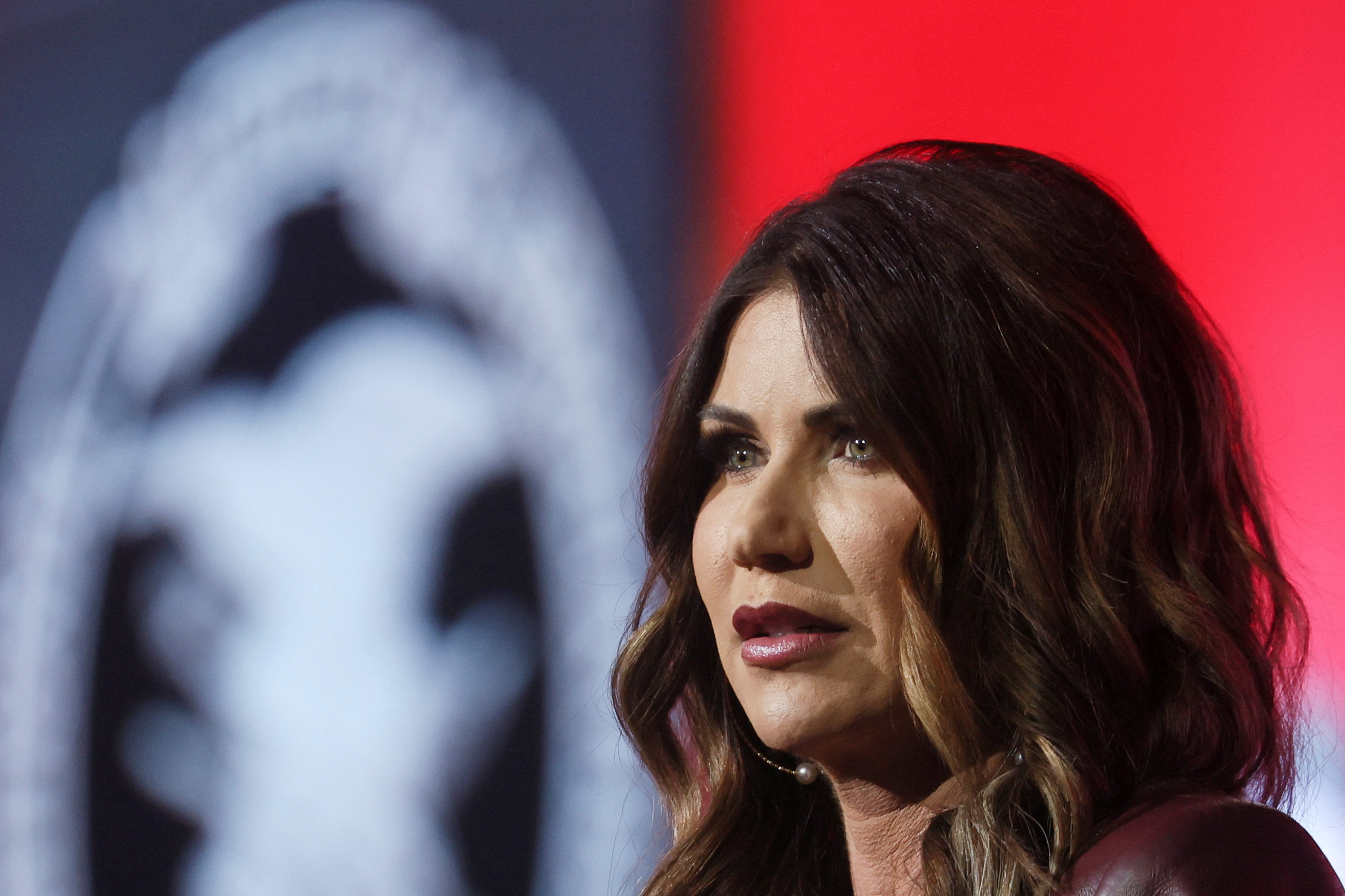 South Dakota Governor Kristi Noem speaks at the NRA-ILA Leadership Forum during the National Rifle Association (NRA) annual convention in Houston, Texas, U.S. May 27, 2022. REUTERS/Shannon Stapleton/File Photo