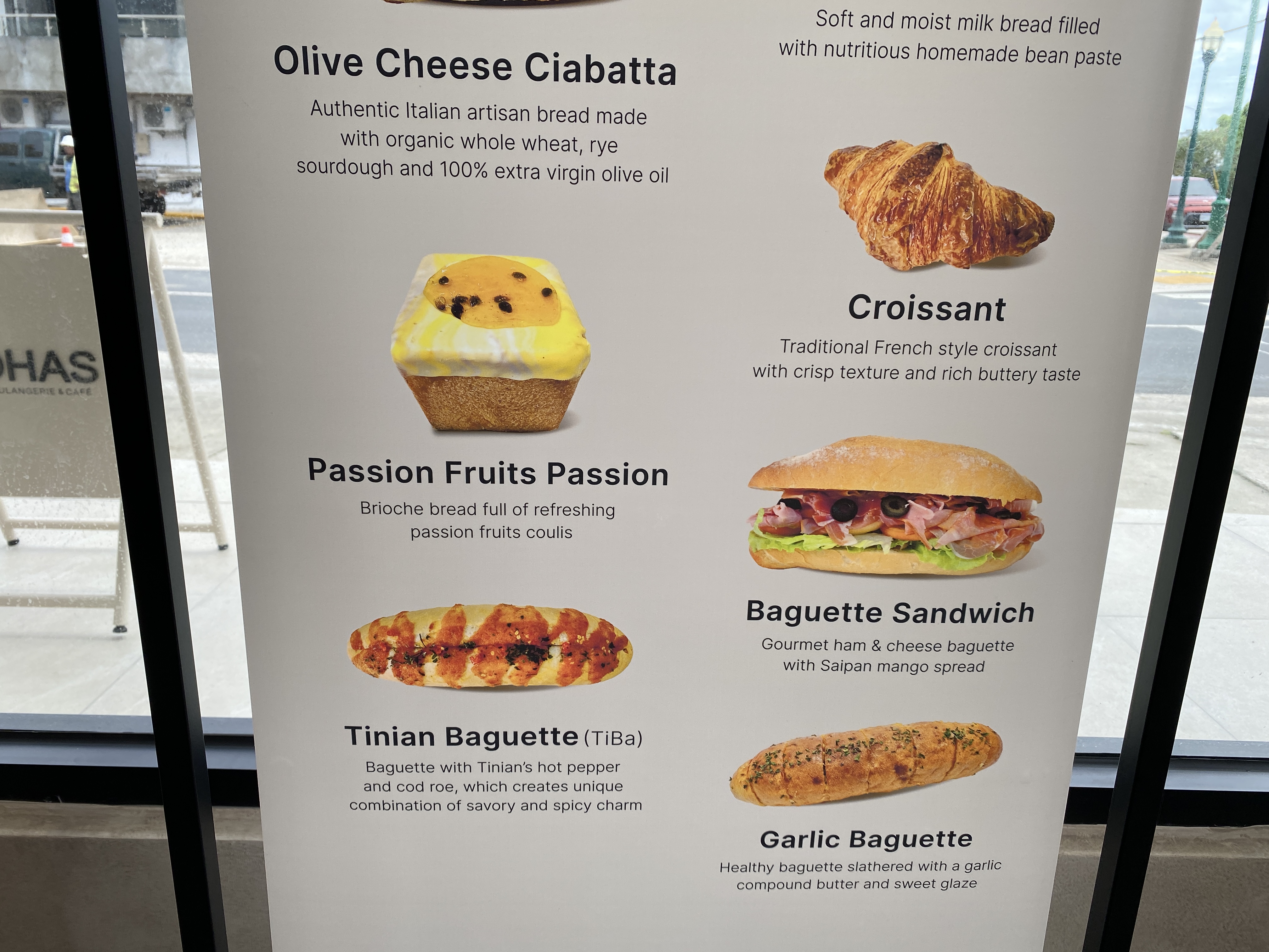 A peek at some of the menu items at Ohas Boulangerie & Café.