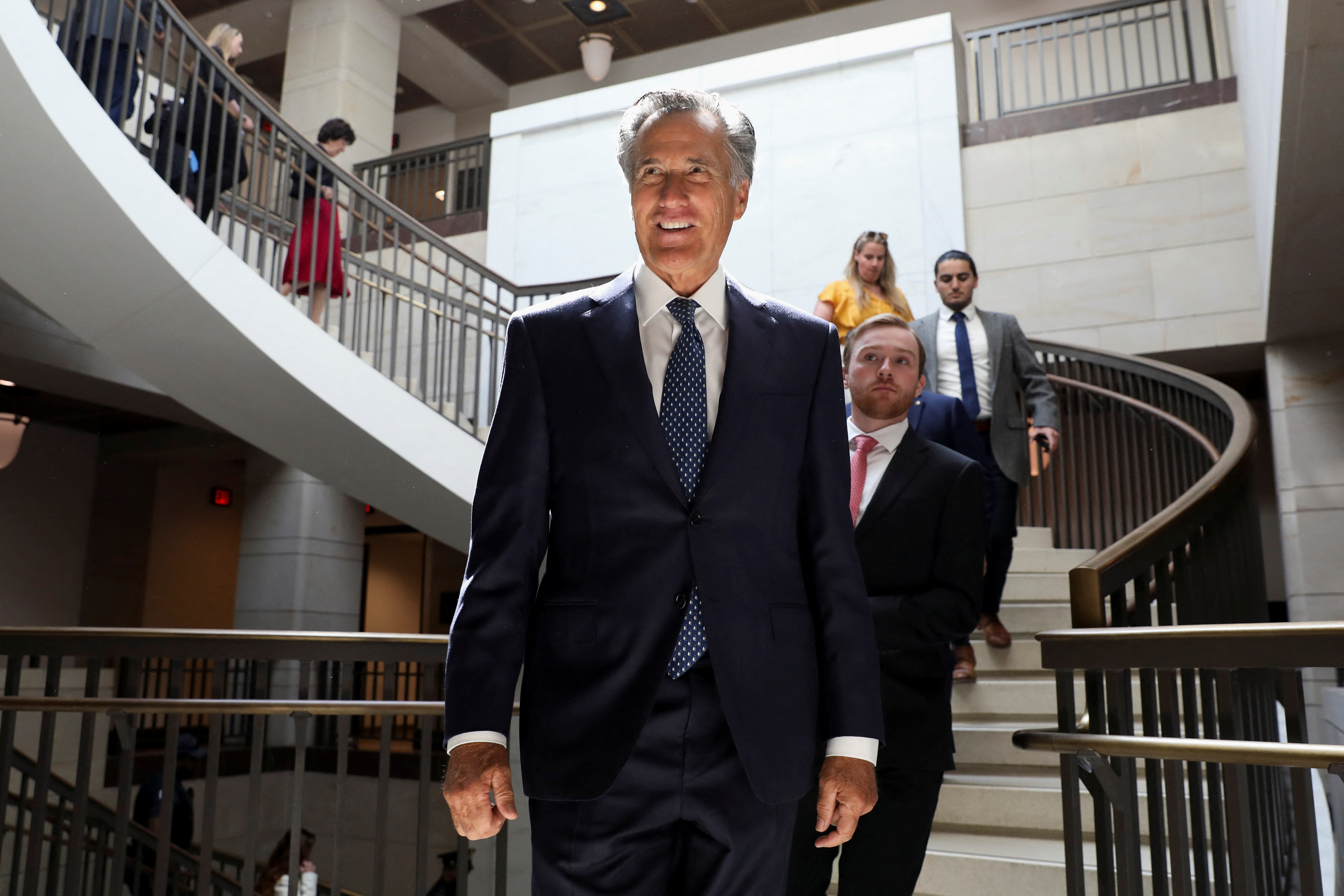 U.S. Senator Mitt Romney (R-UT) arrives for a closed briefing for all senators to discuss the leak of classified U.S. intelligence documents on the war in Ukraine, on Capitol Hill in Washington, U.S., April 19, 2023. REUTERS/Amanda Andrade Rhoades/File Photo
