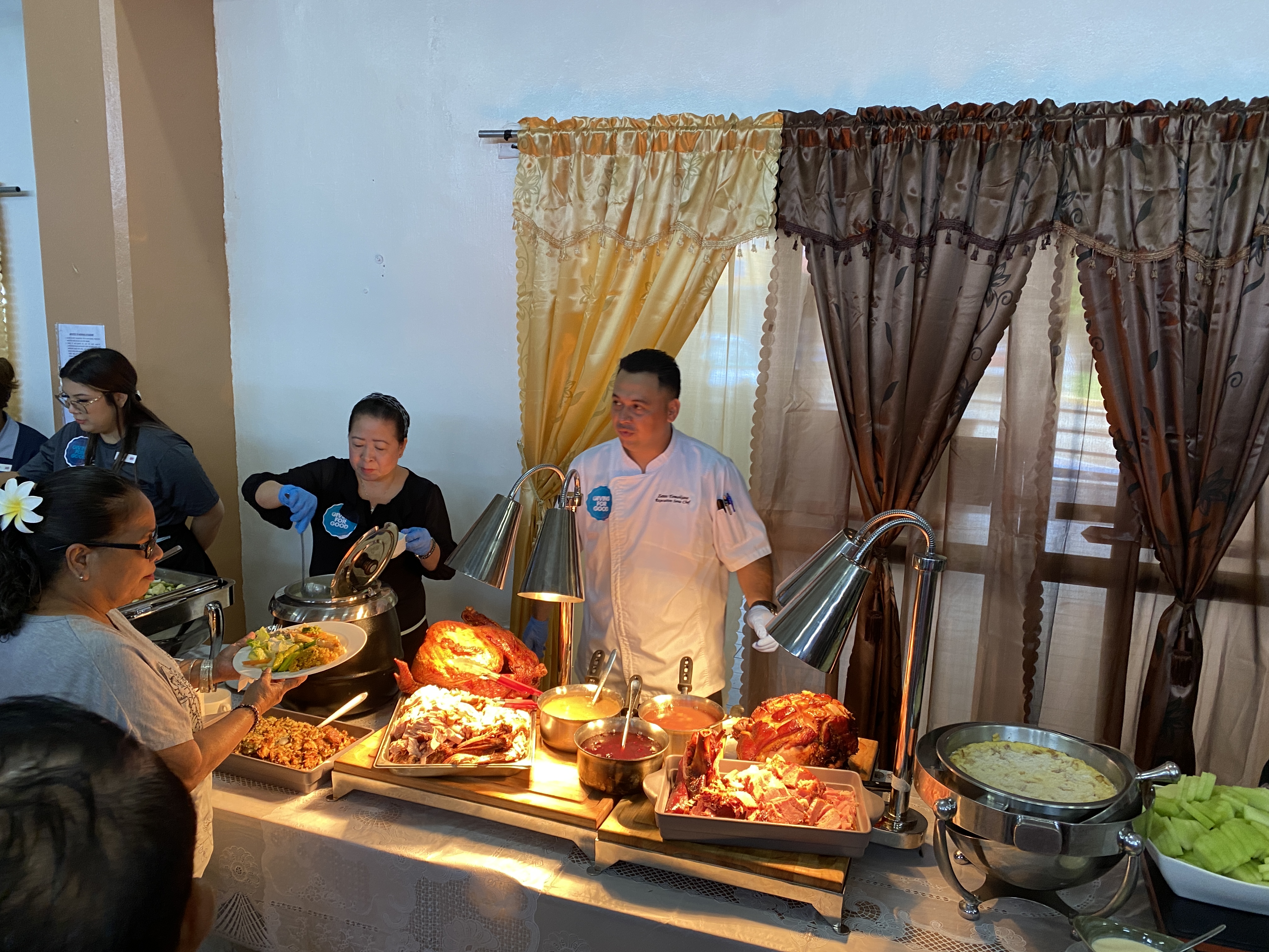 Crowne Plaza Chef Zen Tomokane at the carving station.