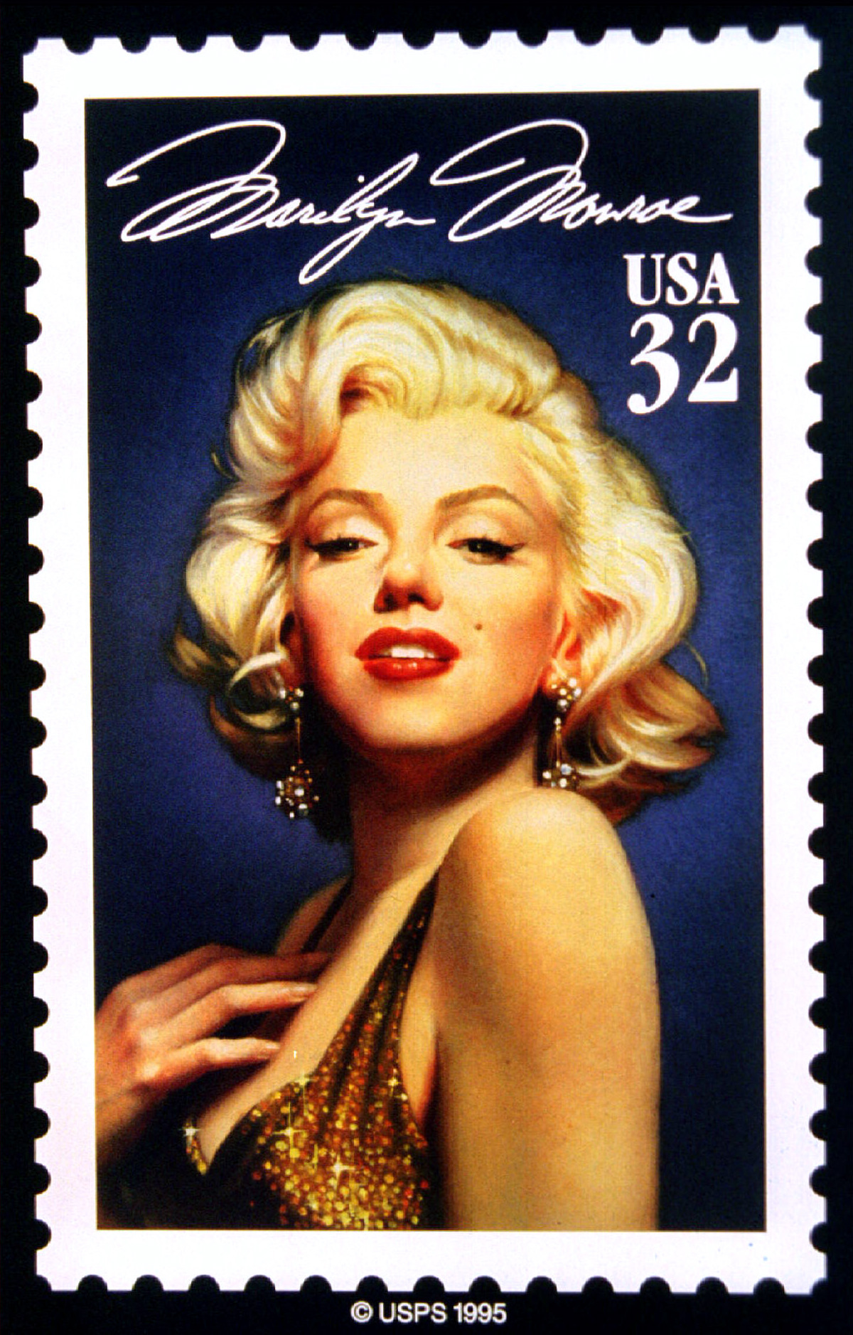 The new US postage stamp commerating actress Marilyn Monroe, was unveiled in New York January 5, 1995. 