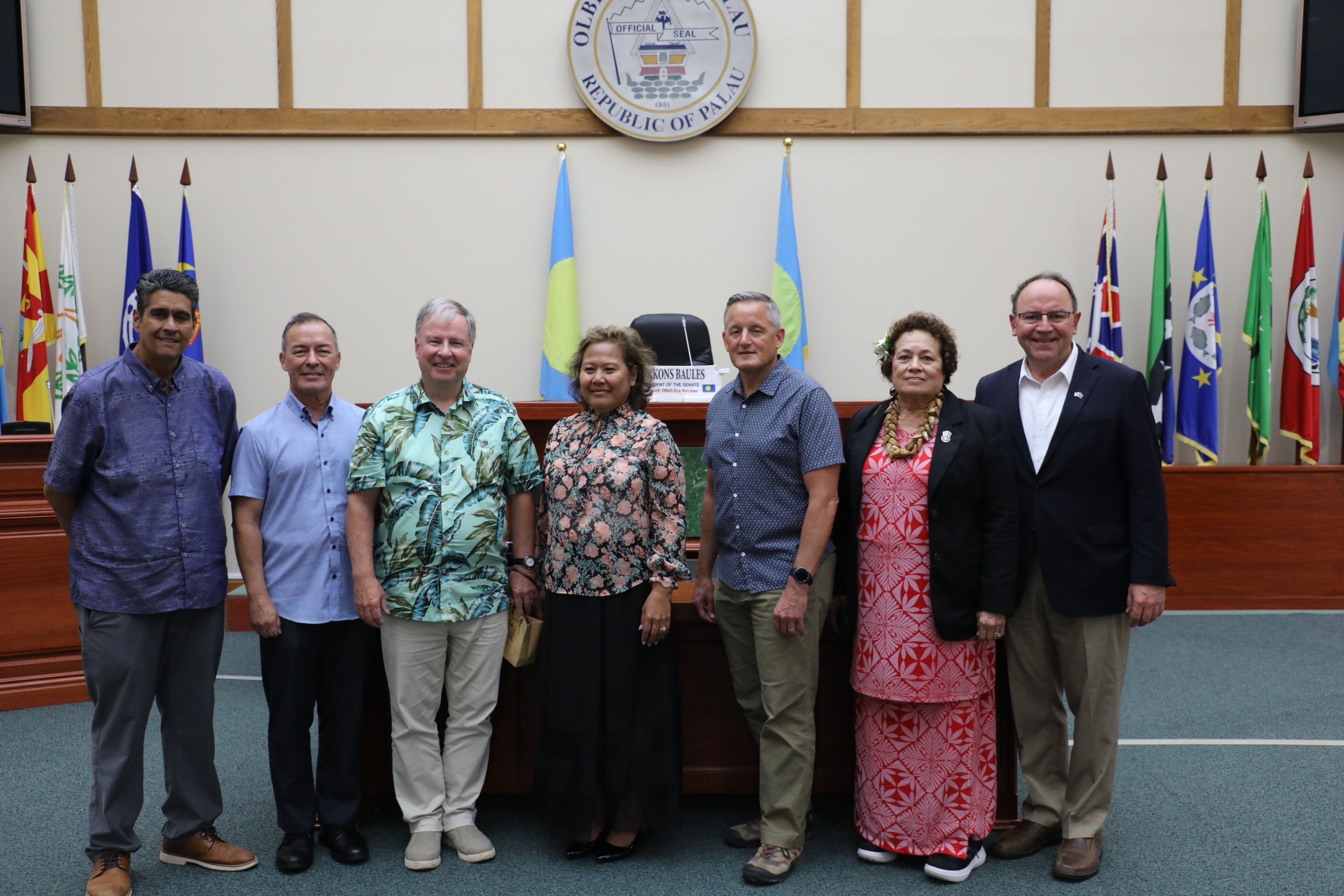 A group picture of the U.S. congressional delegation members and Palau President Surangel Whipps Jr. at the Palau National Congress.