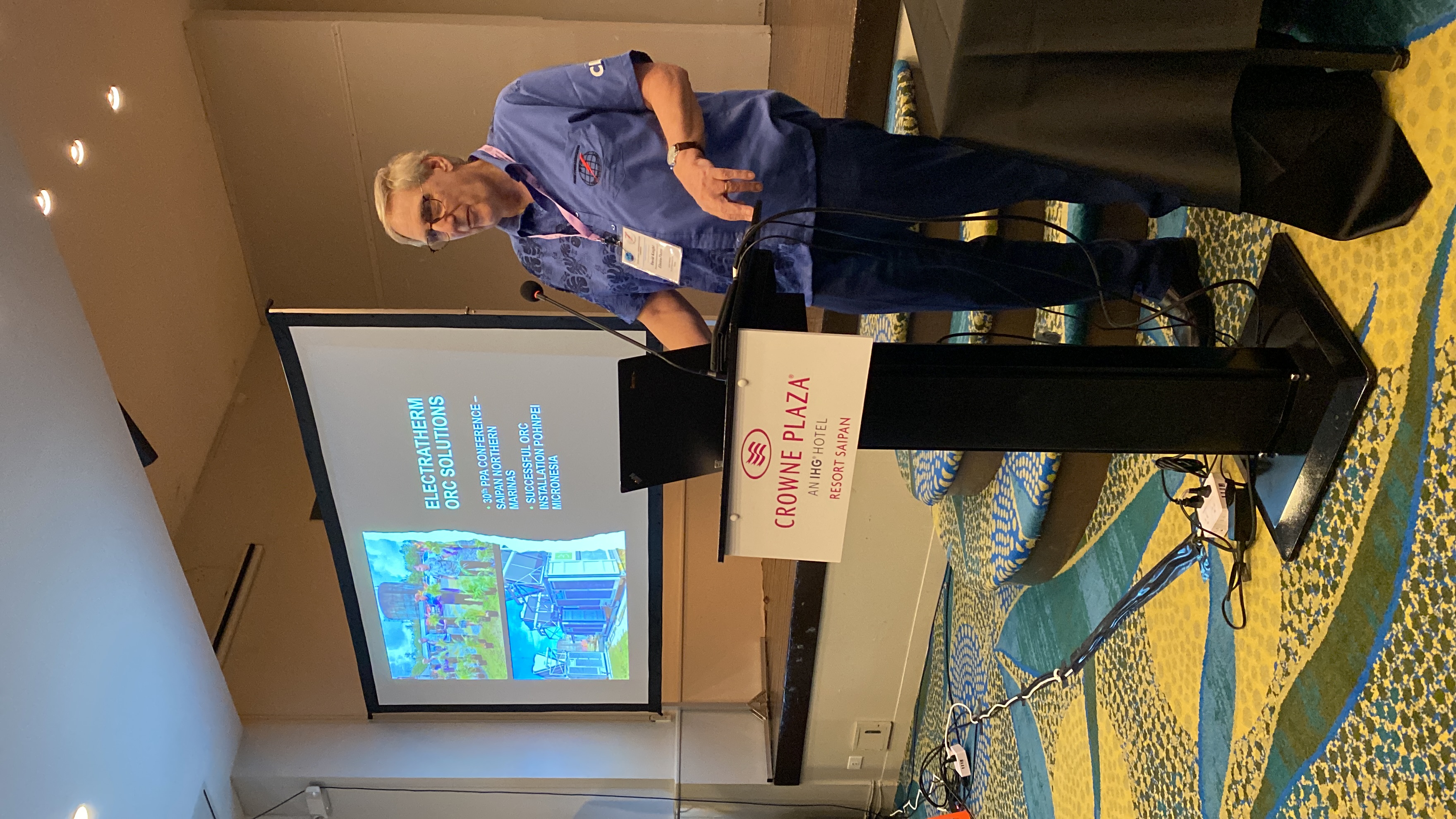 ElectraTherm Business Development Analyst David Knight makes a presentation at the Pacific Power Association’s Annual Conference and Trade Exhibition at the Crowne Plaza Resort.