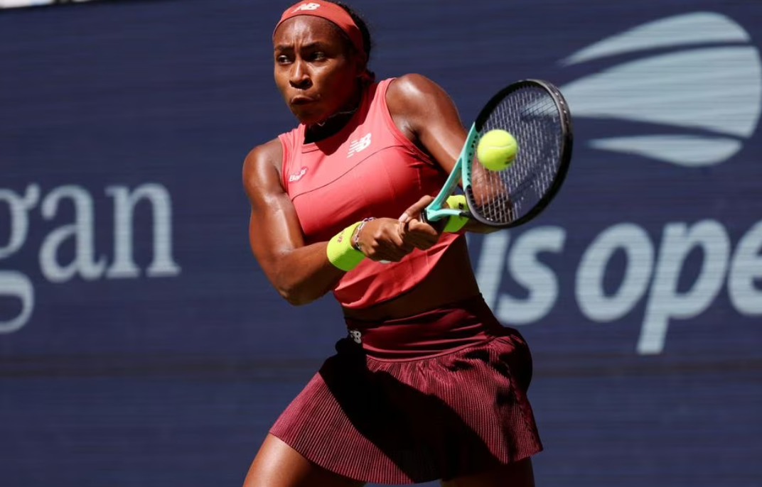 Coco Gauff of the U.S. in action during her quarter-final match against Latvia's Jelena Ostapenko in the U.S. Open at Flushing Meadows in New York, Sept. 5, 2023.
