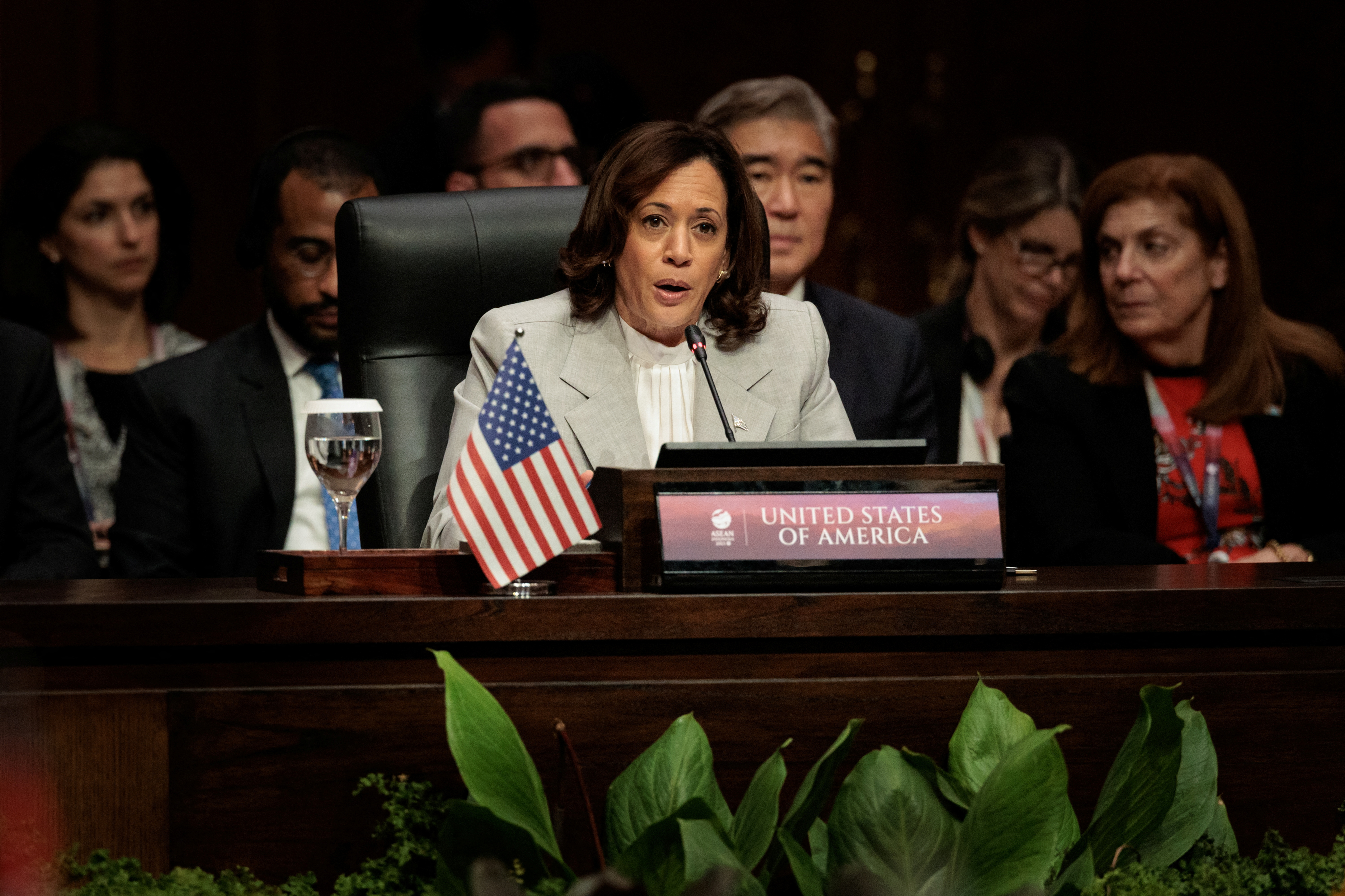 U.S. Vice President Kamala Harris attends the 11th ASEAN-U.S. Summit during the 43rd ASEAN Summit in Jakarta, Indonesia, September 6, 2023. 