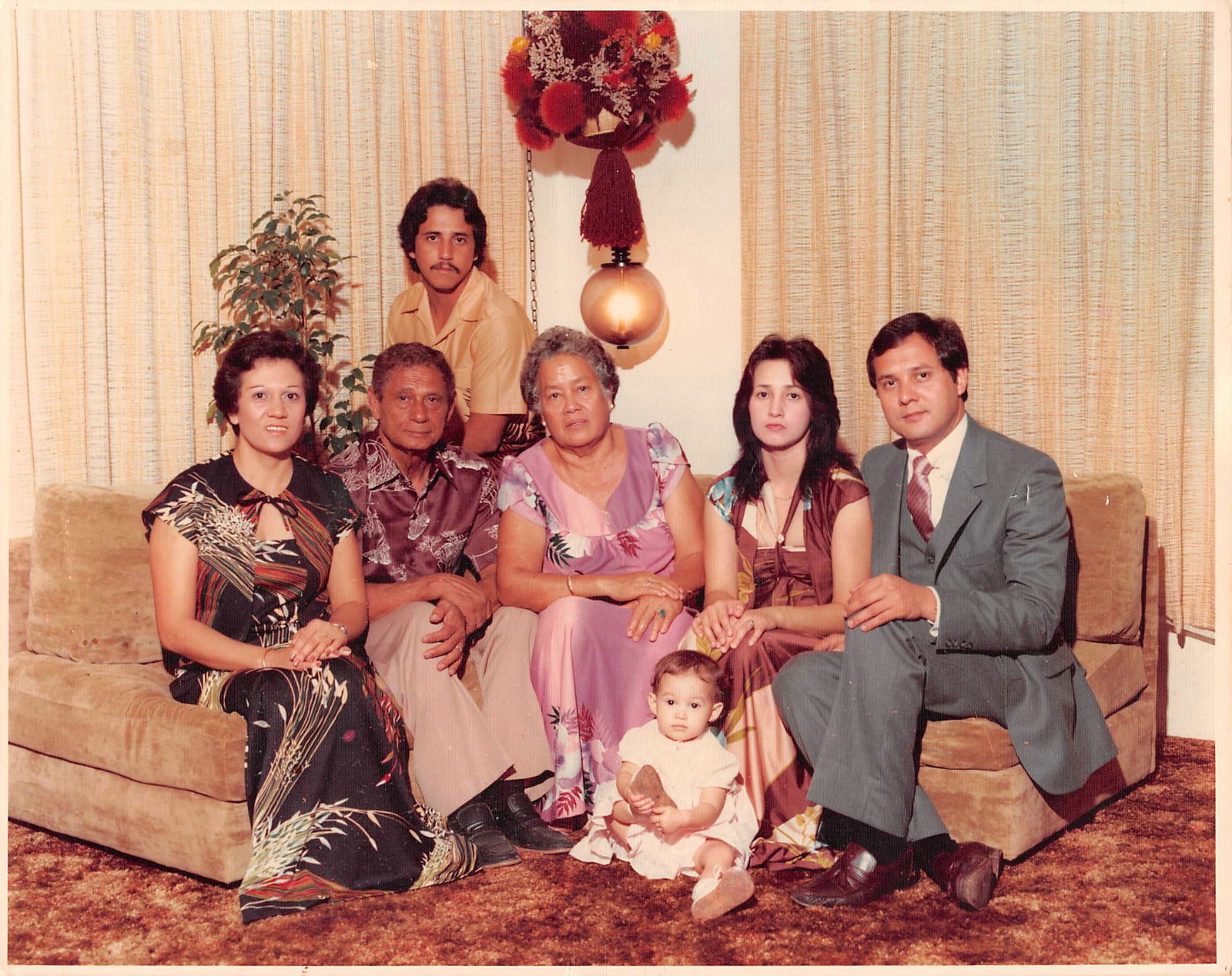 (L-R) Agnes, Herman R. Guerrero, Joseph LeePan T. Guerrero, Maria T. Guerrero, (child on floor is Amanda Hayes daughter of) Annie G. Hayes, Herman T. Guerrero.