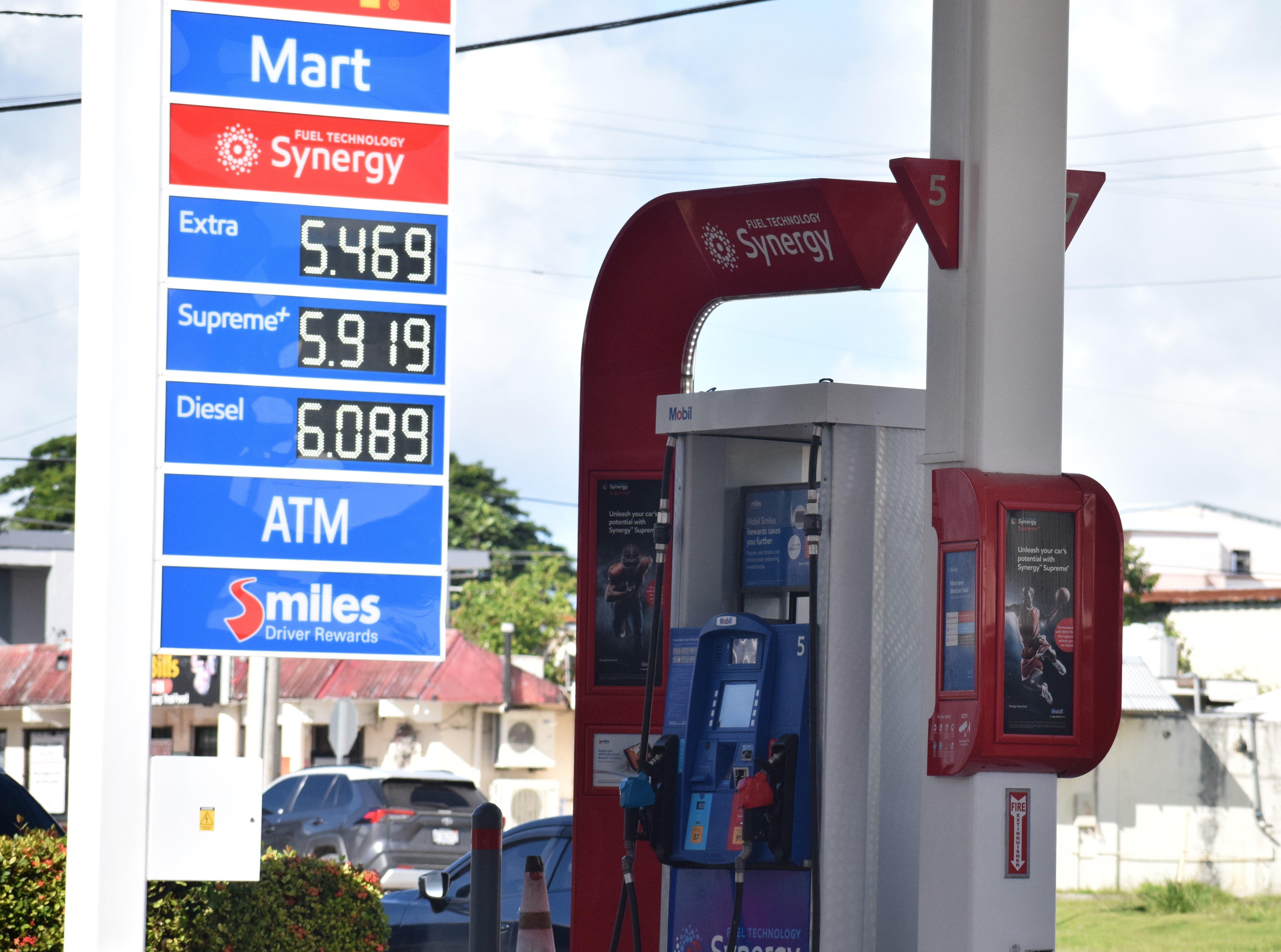 Mobil Oil Marianas on Beach Road in Garapan displays its new fuel prices on Thursday.