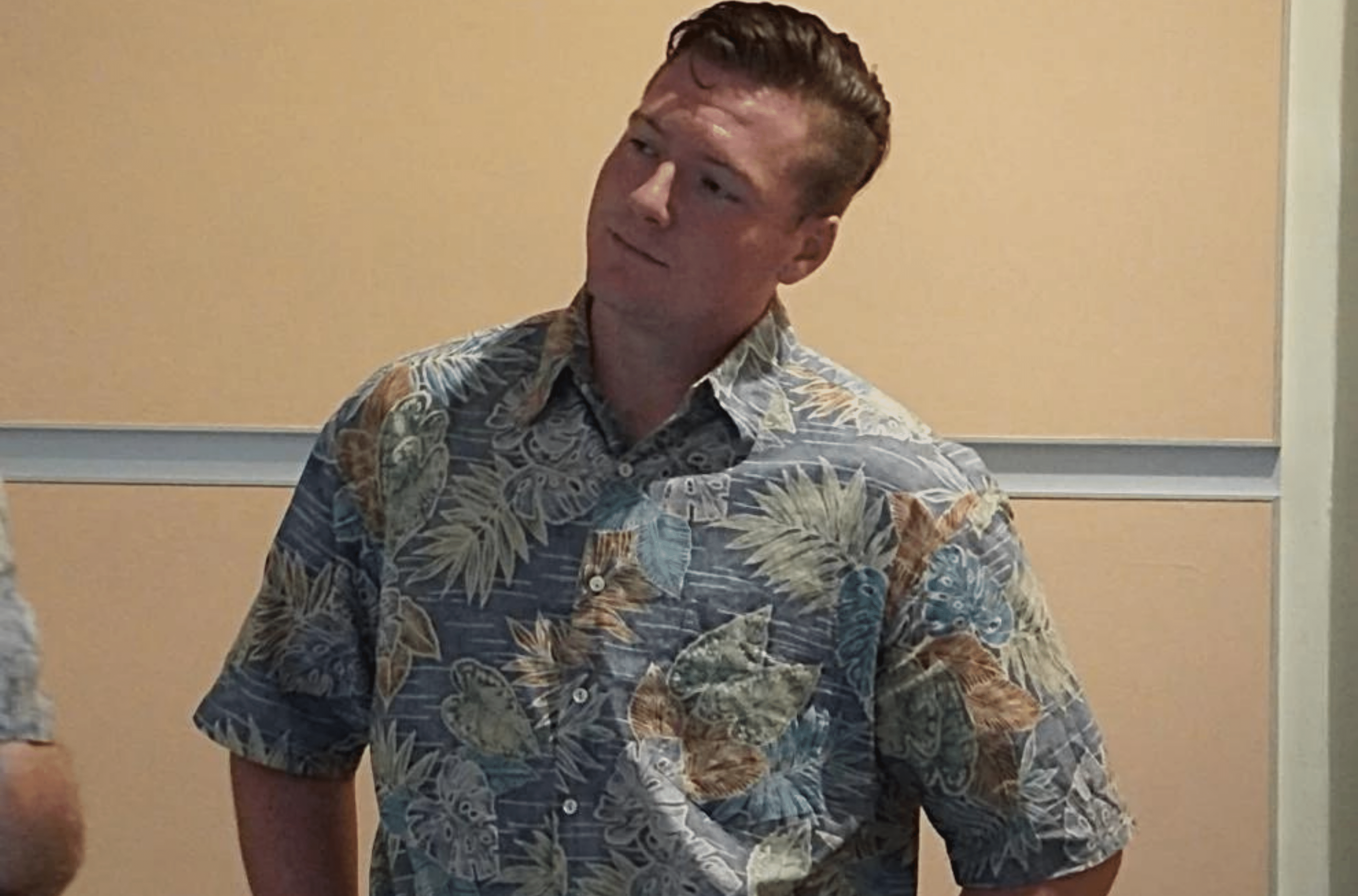 Nicholas Moore is seen before a hearing in the Superior Court of Guam on Thursday morning, July 13, 2023.