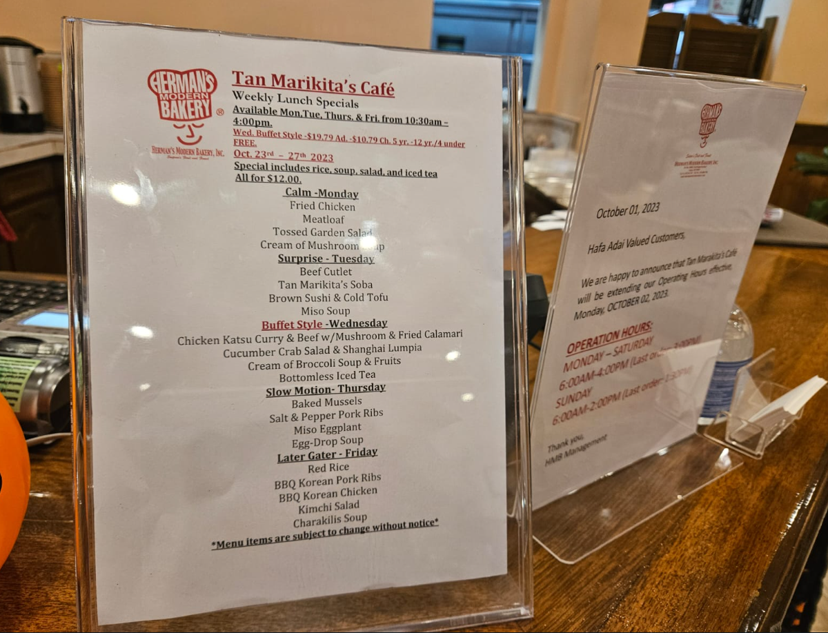 Tan Marikita Cafe's menu