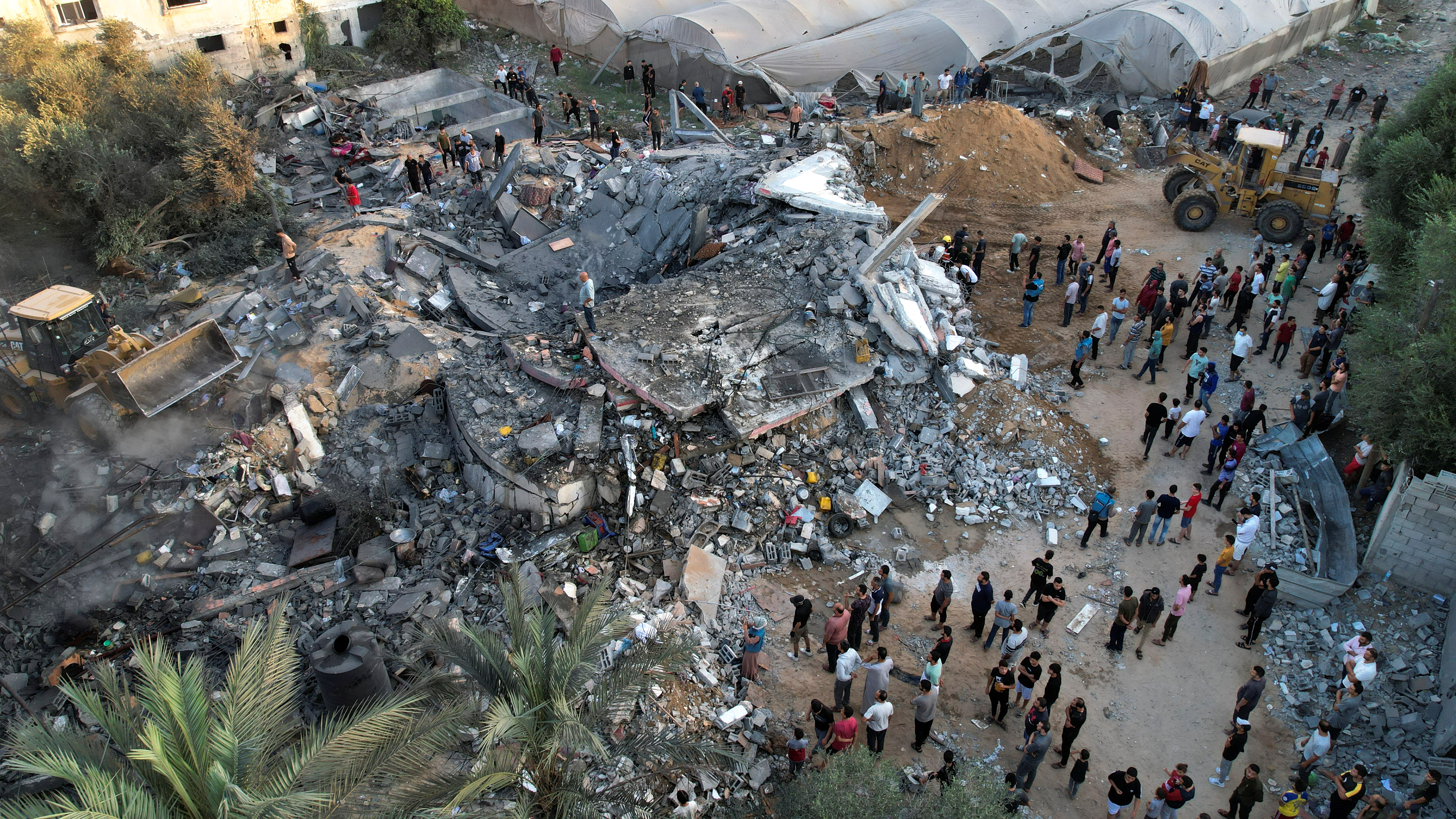 A view shows the remains of a Palestinian house destroyed in Israeli strikes in the central Gaza Strip October 15, 2023. 