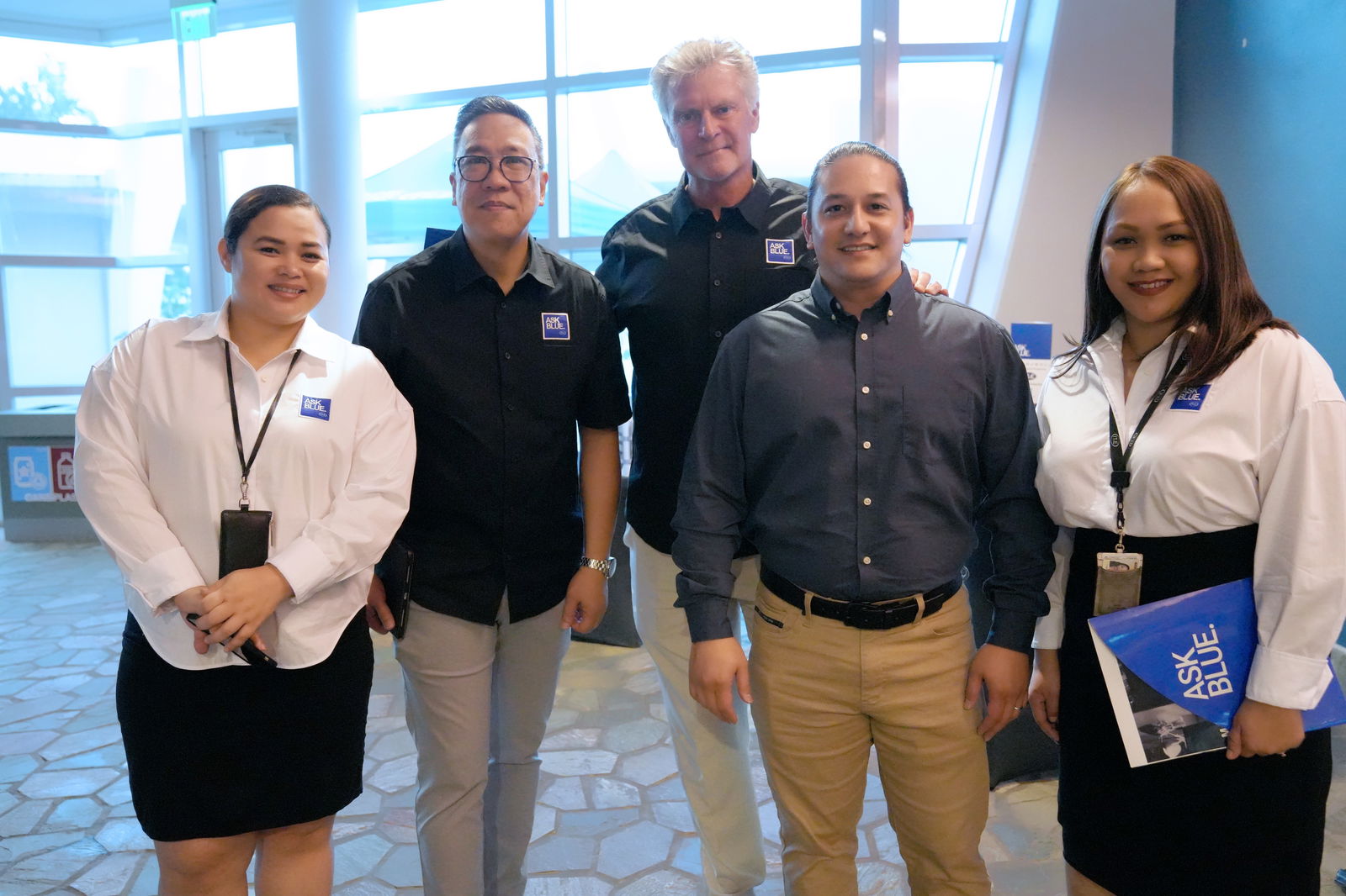 IT&E celebrated the rebranding of its Enterprise services at a mixer with clients held at the Guam Museum on Oct. 24, 2023. Pictured from left are Latara P. Sasamoto, Enterprise Sales Account Manager at IT&E; Jimson Dator, Senior Executive Director of Sales at IT&E; Jim Oehlerking, President of IT&E, John J. Rivera, Director of Human Resources and Corporate Development at Citadel Pacific Ltd., and Clarissa T. Guerrero, Assistant Sales Manager of Enterprise Sales at IT&E.